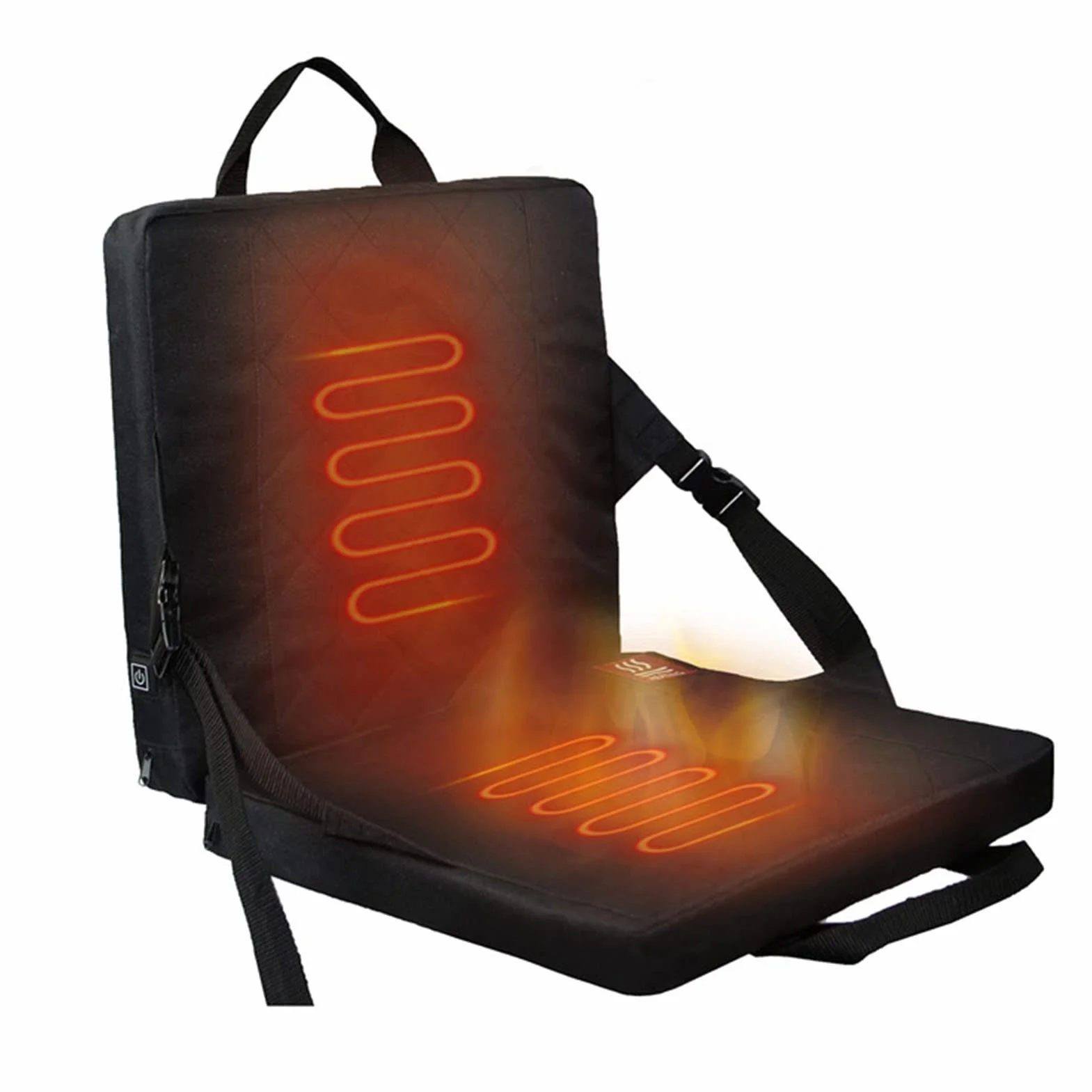 Asientos Calefactables para Estadios, Cojín De Asiento Portátil Plegable De 15x13x13 Pulgadas Asiento De Grada Recargable Ajustable En Temperatura con Respaldo para Camping Caza