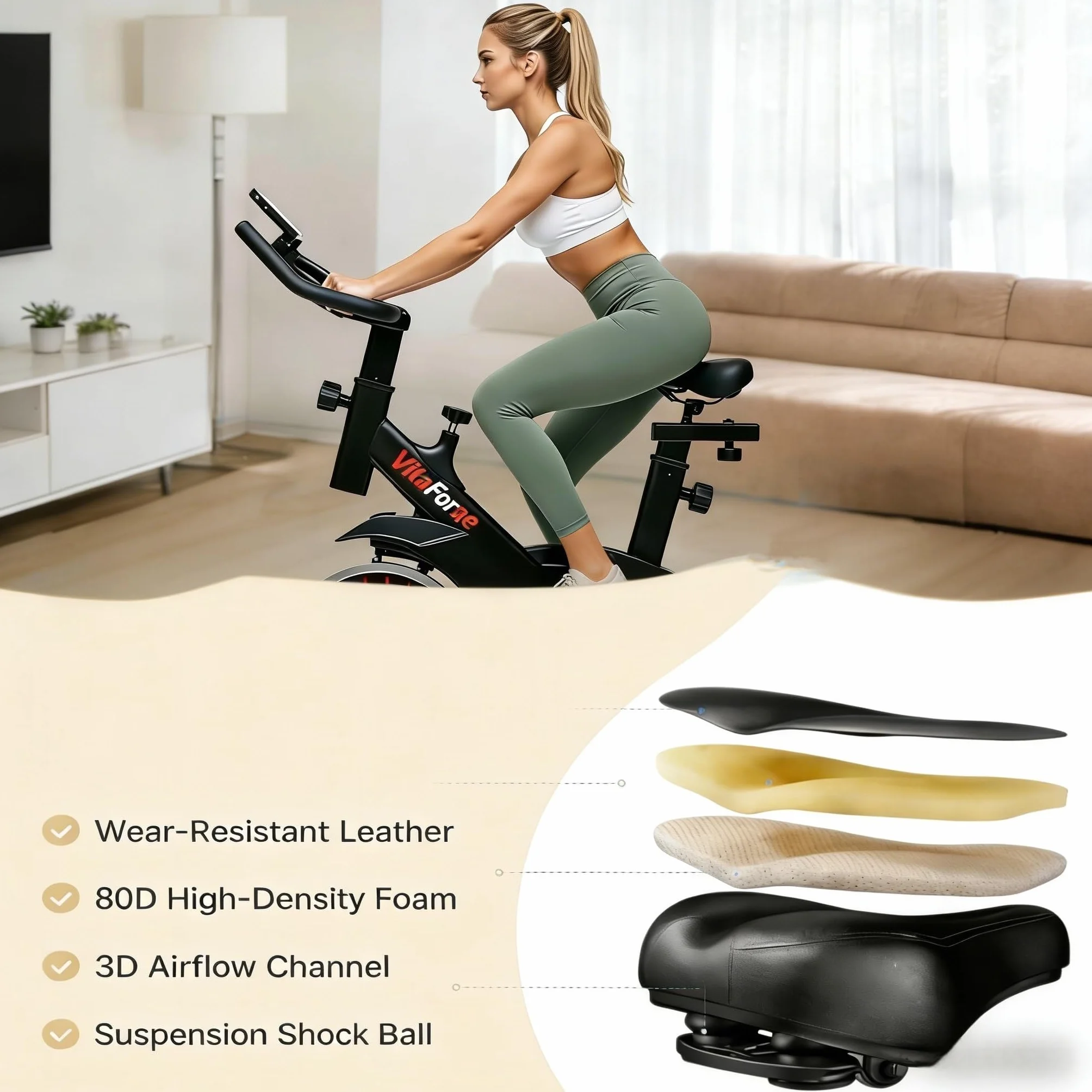 Bicicleta estática silenciosa para uso doméstico,con resistencia magnética ajustable y altura regulable,soporte para tableta, gran capacidad de carga,portátil,bicicleta de fitness para jóvenes