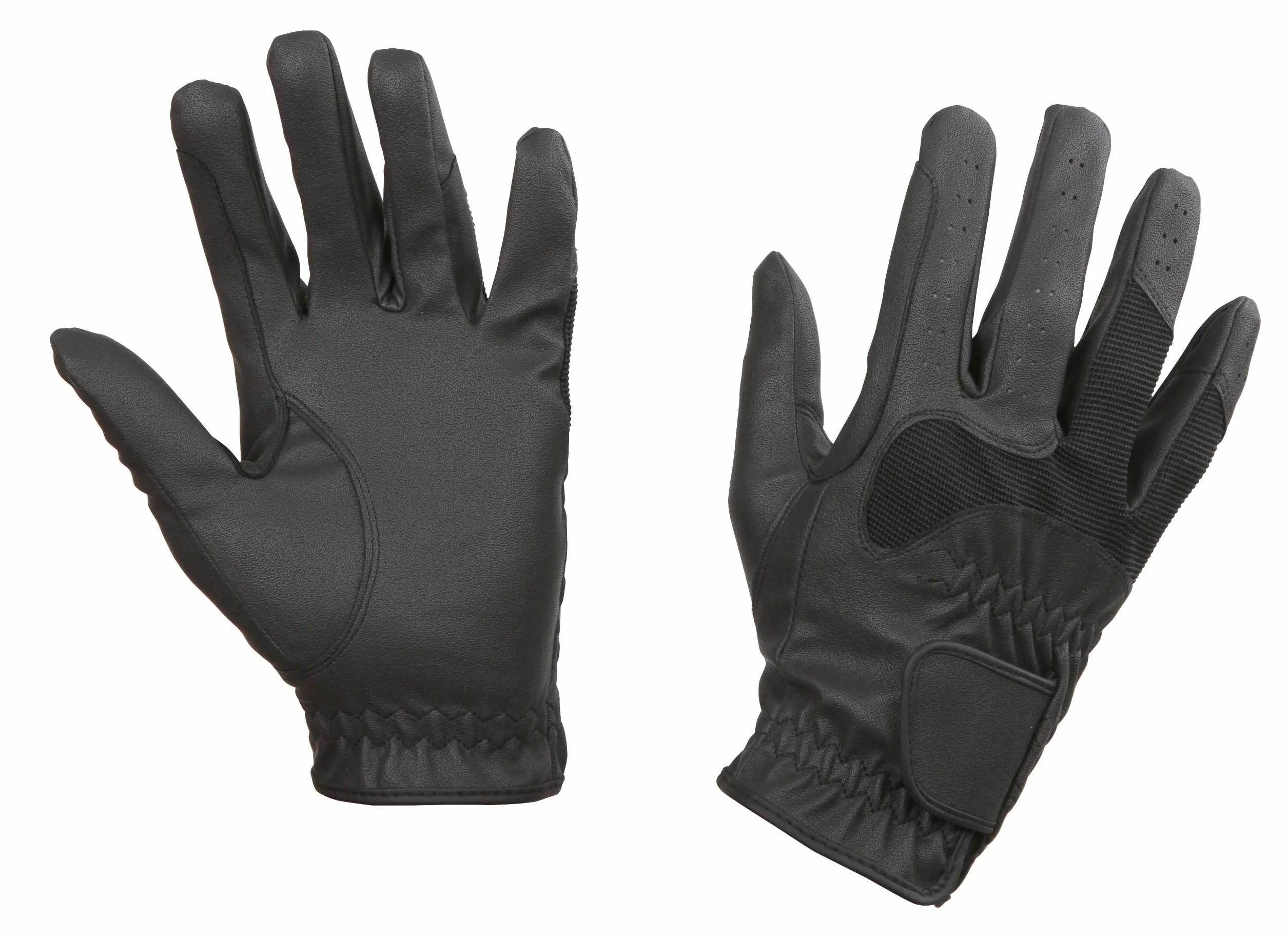 Covalliero Guantes de Montar Gloria, Guantes de Montar para niños, por Pares, L, Negro, Tejido de Mezcla, con inserción elástica, fijación en la muñeca, Superventas