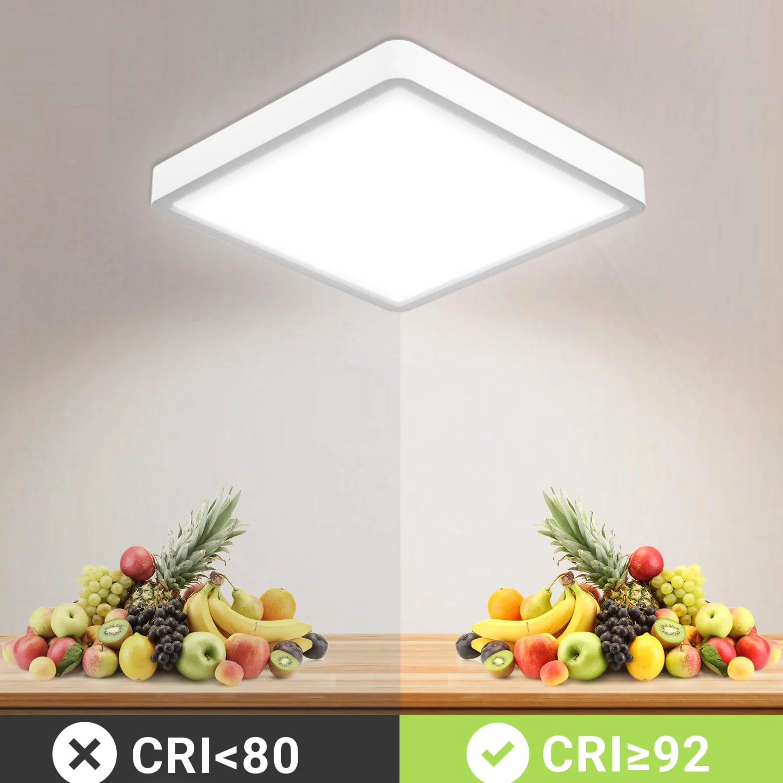 LQWELL Lámpara de Techo LED IP44 18W 6000K 1600LM Cuadrada Plana 220x24 mm