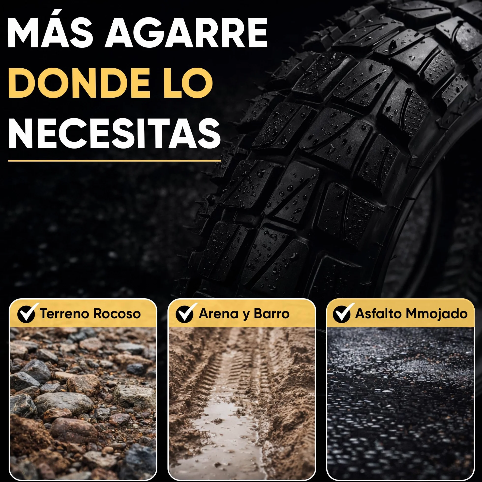 ANSENI Neumatico Cubierta 10x2.75-6.5 Rueda Todoterreno Tubeless para Patinete Eléctrico Smartgyro Speedway