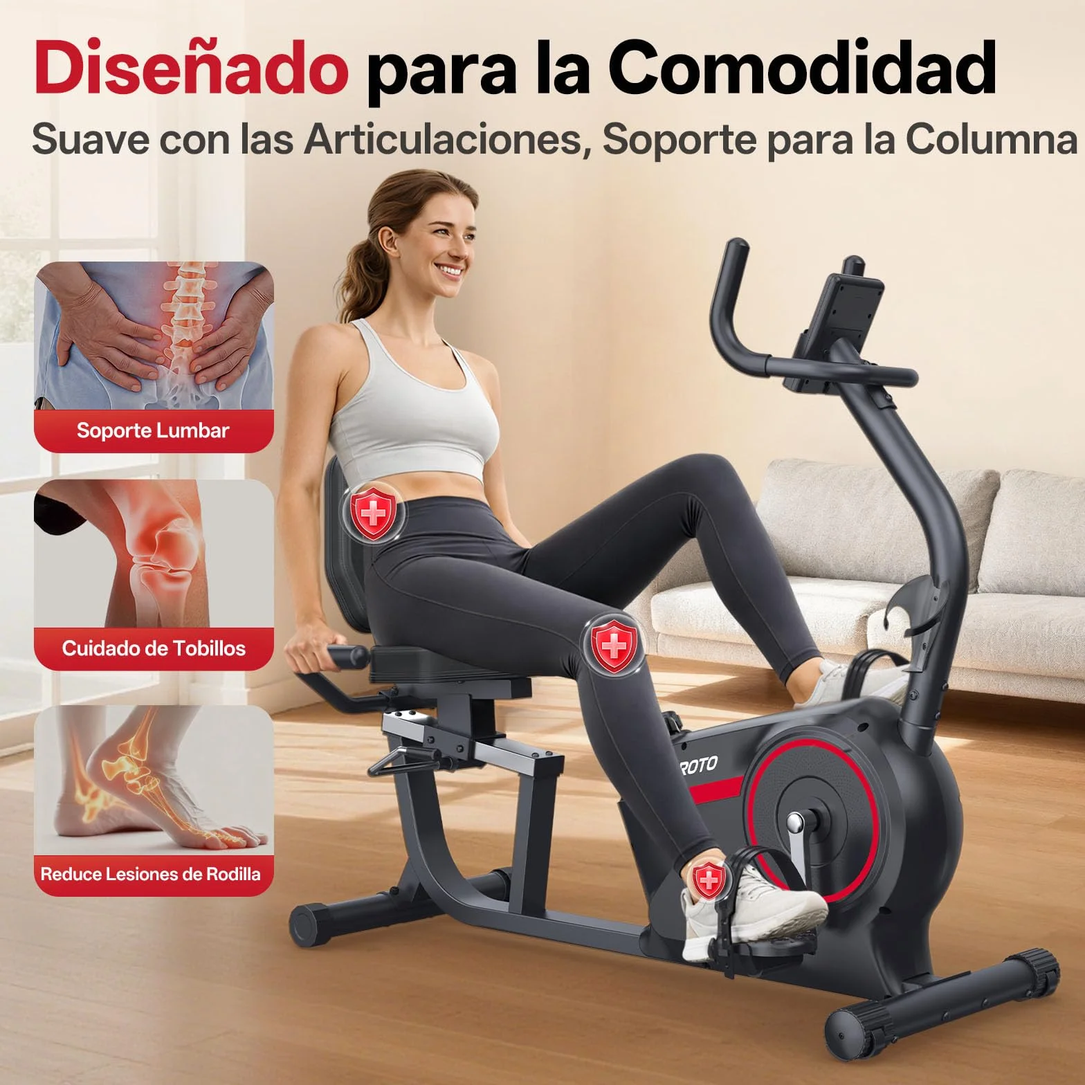 JOROTO JH30/JH30PRO Bicicleta Estatica para Casa, Bicicleta Reclinada Magnética Bluetooth, Bici Estática Respaldo con Capacidad de Peso 136KG, Pantalla LCD, Asiento Ajustable para Entrenamiento Cardio