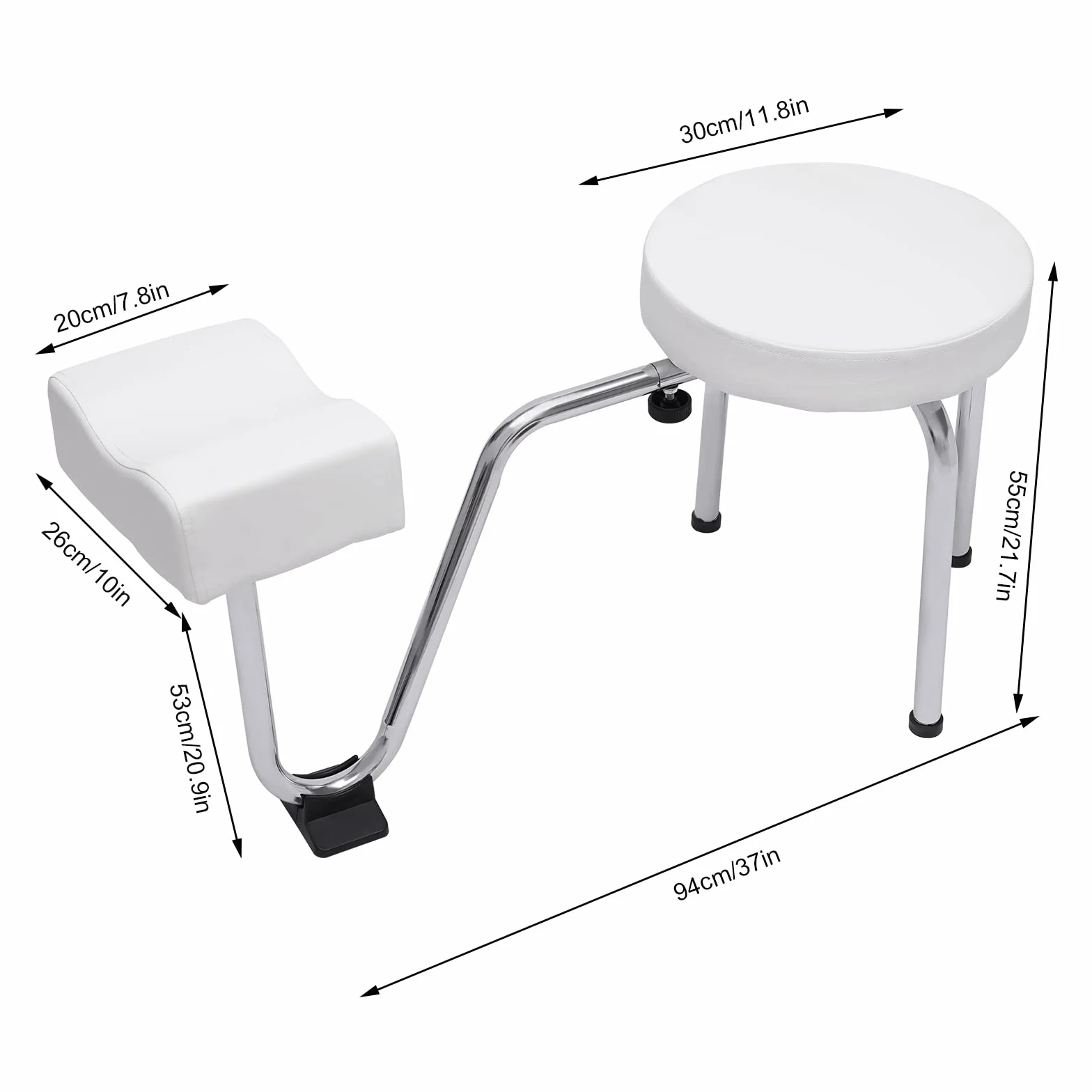Taburete 2 en 1 para Pedicura Reposapiés Ajustable con Bandeja PVC
