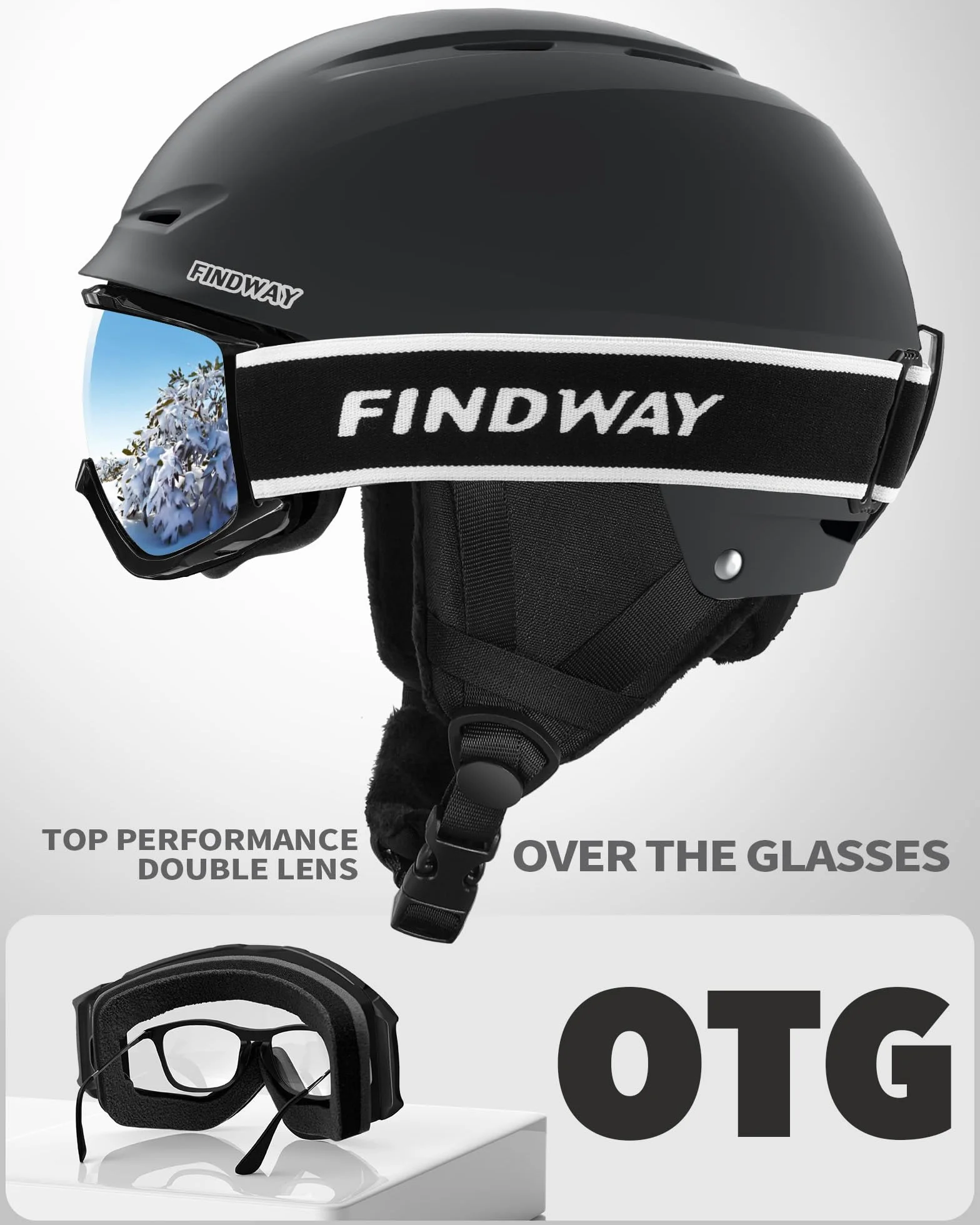 Findway Kit Casco Esquí con Gafas Esquí Snowboard Hombres Mujeres Jóvenes
