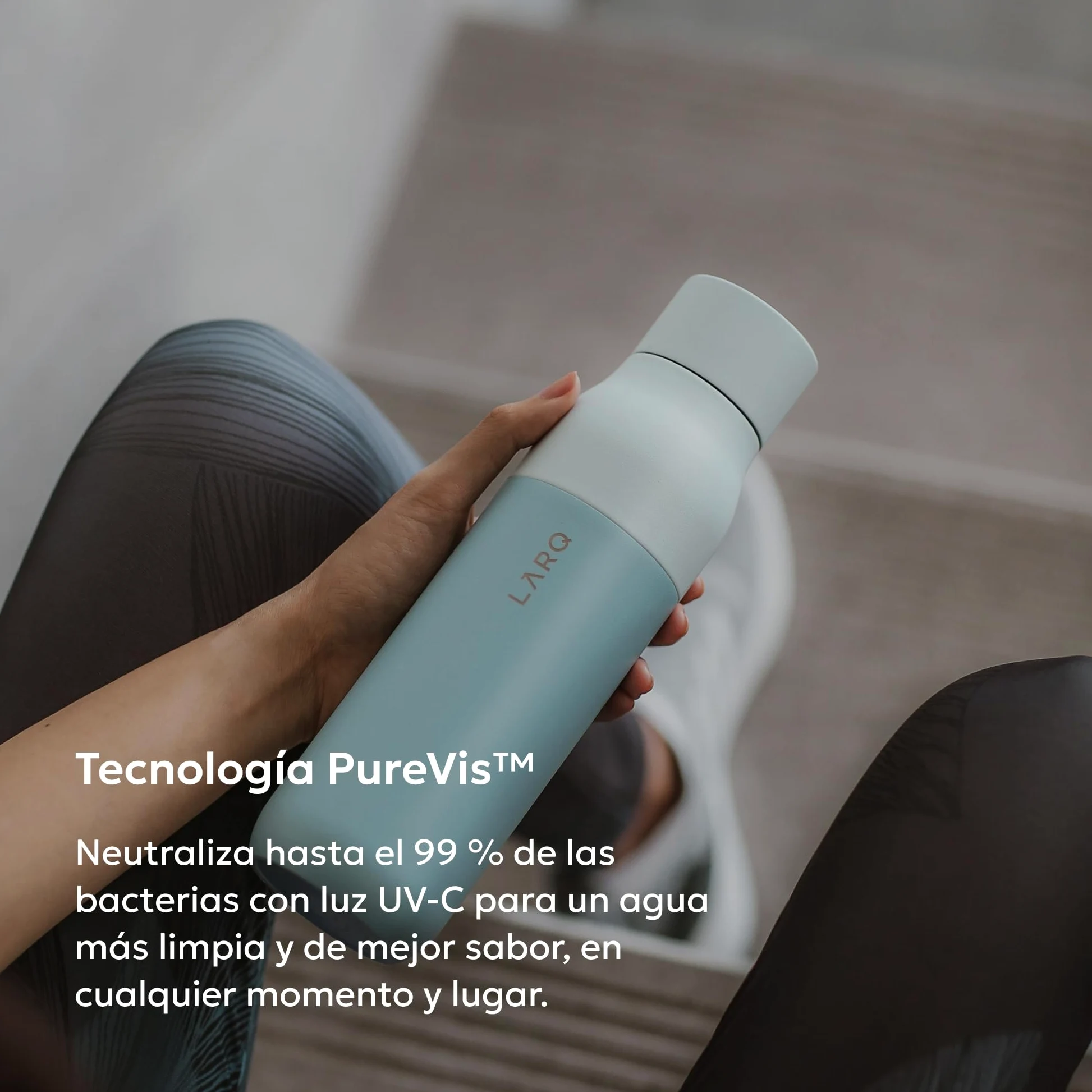 LARQ PureVis 500ml – Botella Térmica Autolimpiable con Purificador de Agua UV-C – Acero Inoxidable de Doble Pared – Hermética – Mantiene Frío y Calor – Diseño Premiado - Seaside Mint
