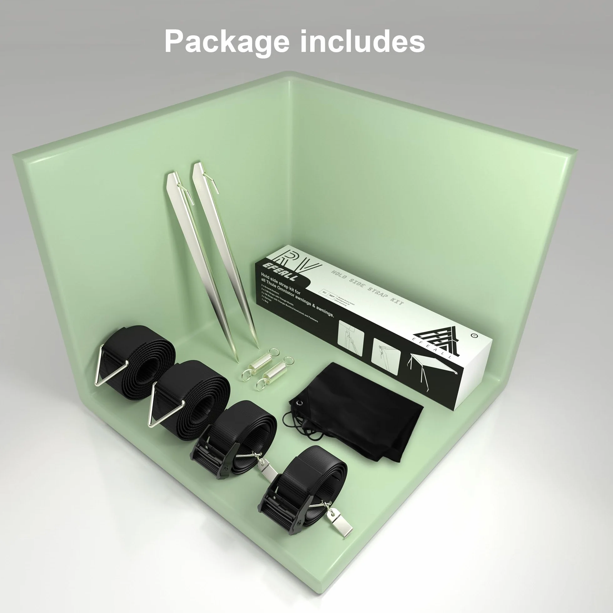 Storm Band - Juego de toldos con 4 Ganchos para Equipo de Autocaravana Thule Omnistor, Kit de Correa Lateral de sujeción de toldo con Correas, Accesorios para autocaravanas
