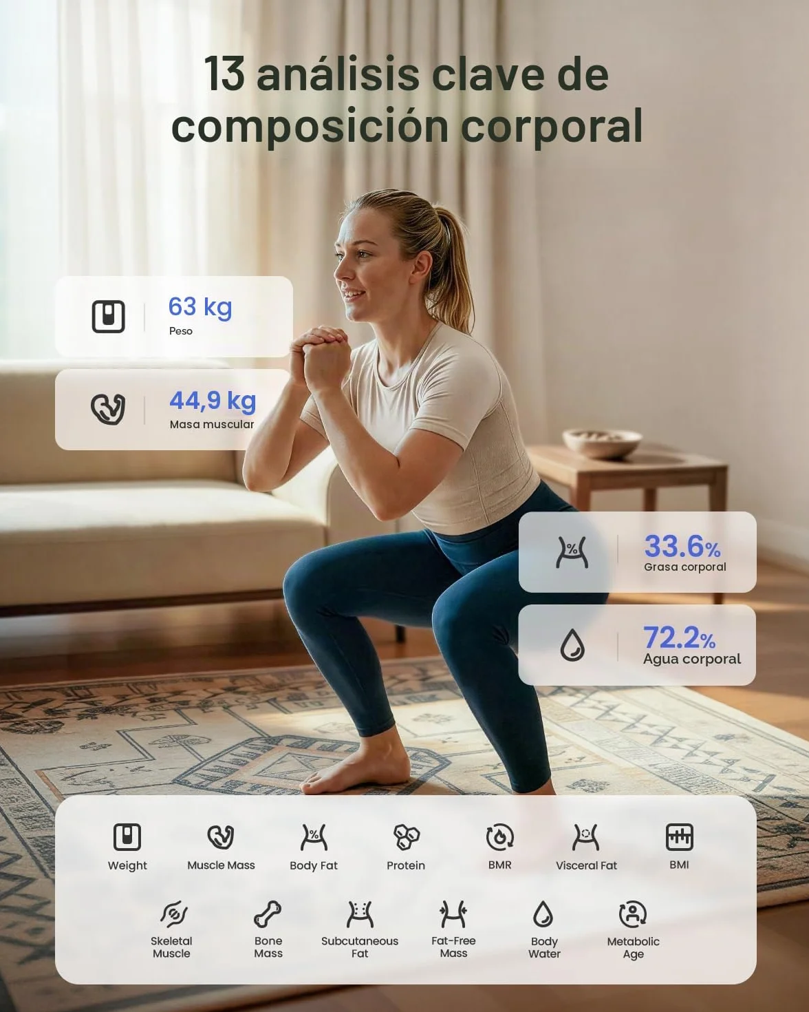RENPHO Elis 1 Bascula de Baño Digital Inteligente, 13 Monitores de Composición Corporal Peso IMC Muscular