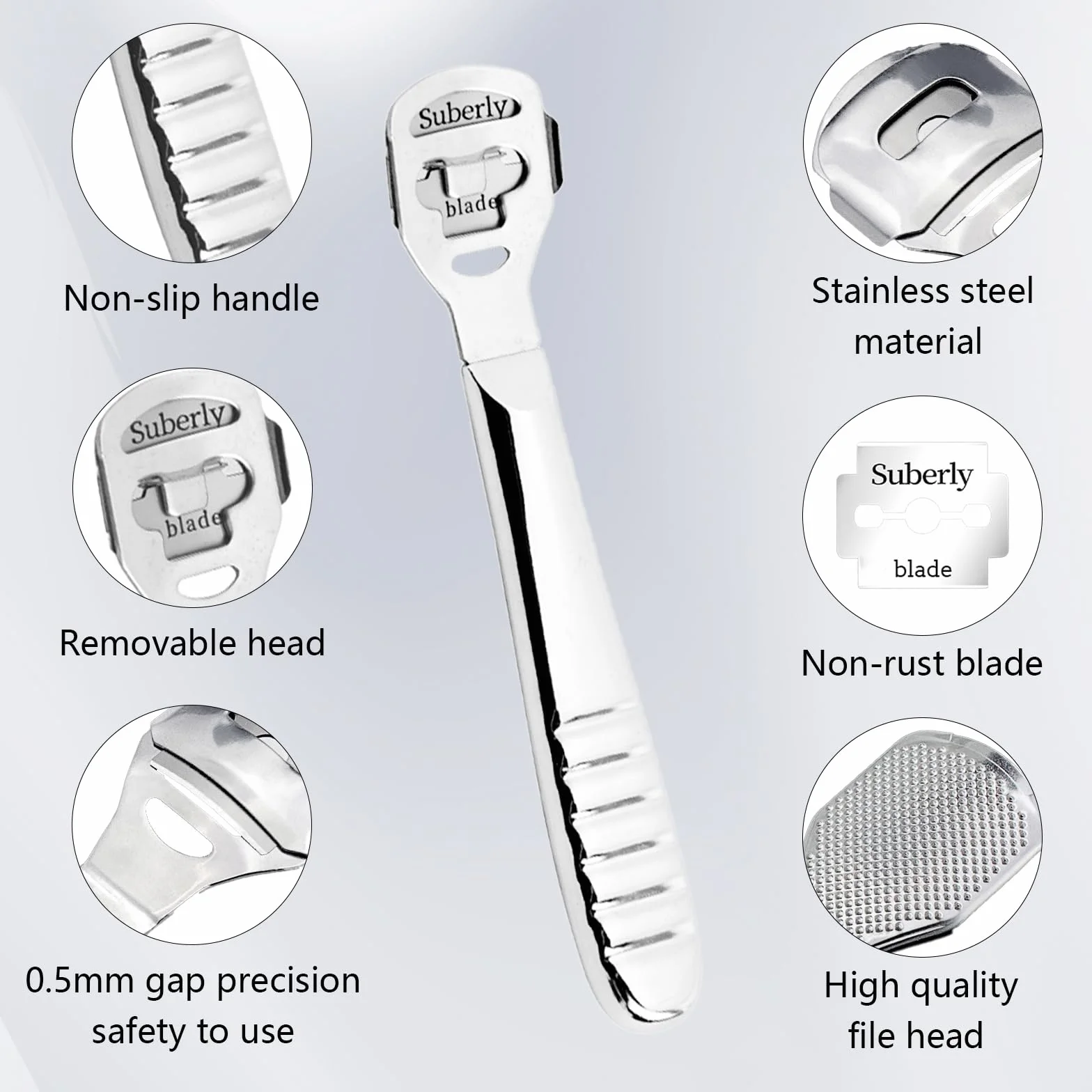 Cuchillas Para Callos Profesional, Cuchillo de Pedicura con Lima de Acero Inoxidable y 10 Cuchillas, Eliminador de Callosidades