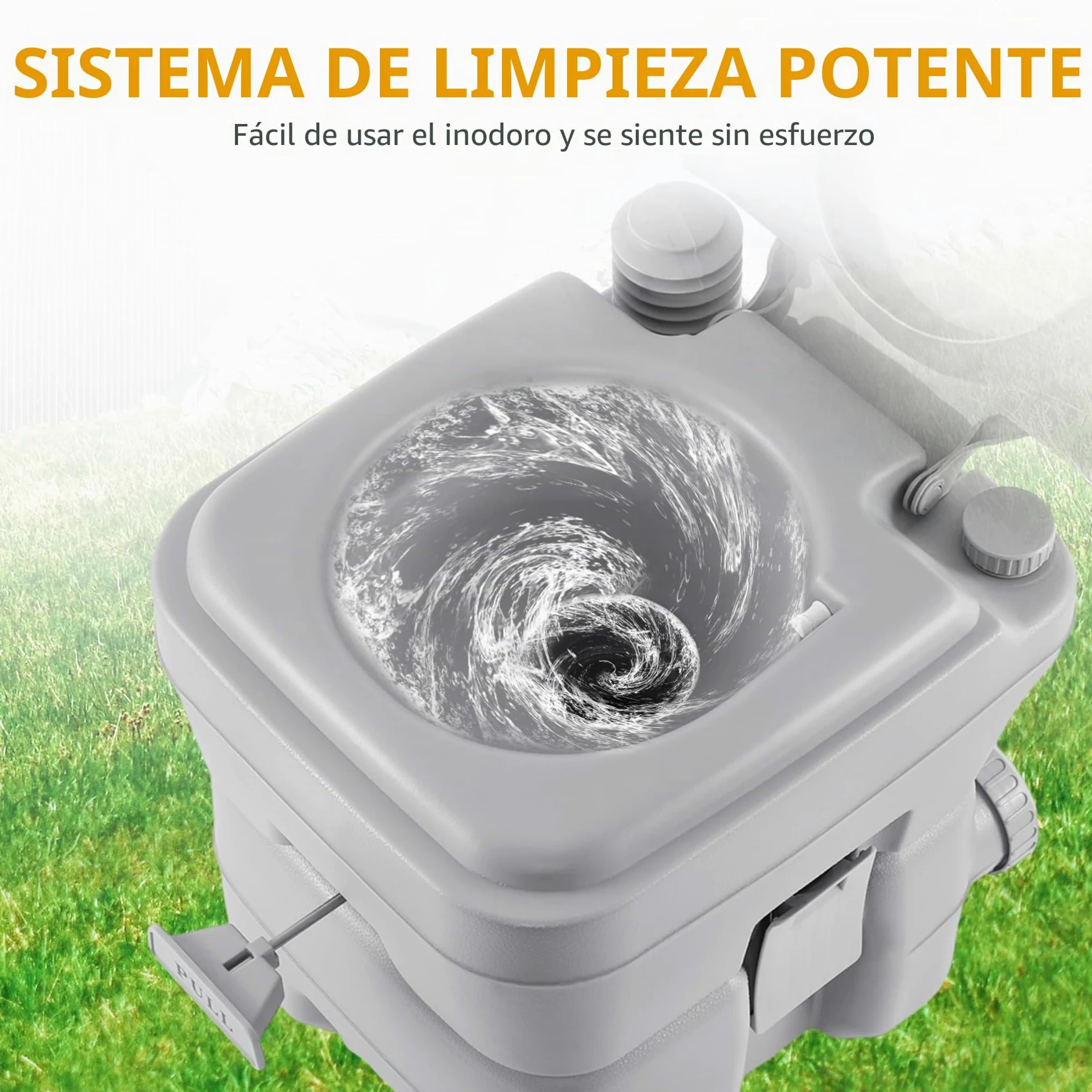 Samger 20L Inodoro Portatil, Químico Baño WC con Tapa de Inodoro, Desmontable Inodoro, Extraíble Químico Carga Máxima de 130kg para Autocaravana Camping RV