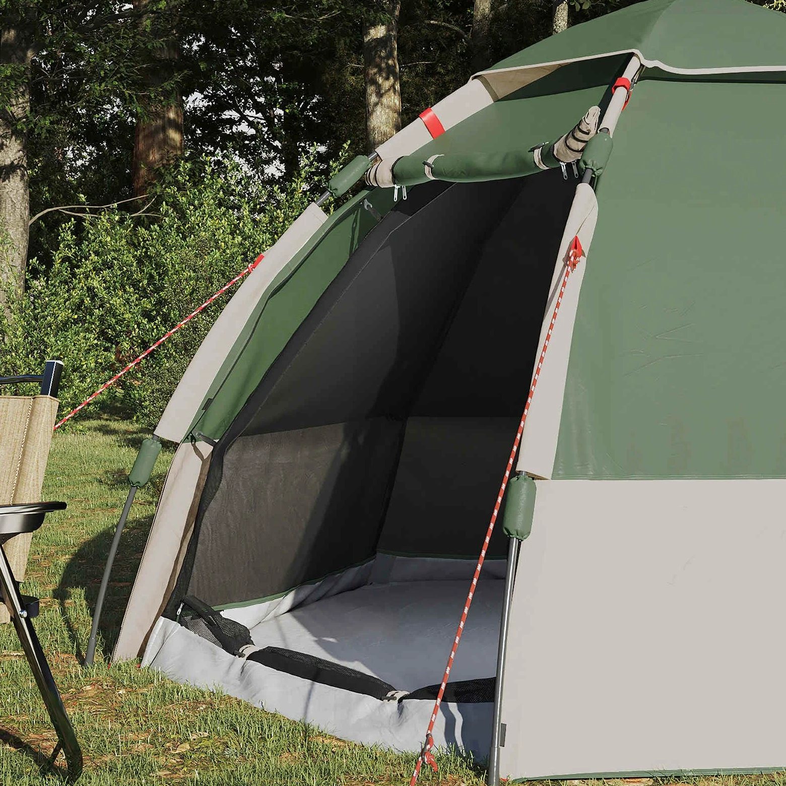 Tienda de campaña instantánea con Mosca para 4 Personas, de liberación rápida, Color Verde, para Exteriores, Ligera, fácil de Instalar, Adecuada para Picnic Familiar, Pesca, Senderismo