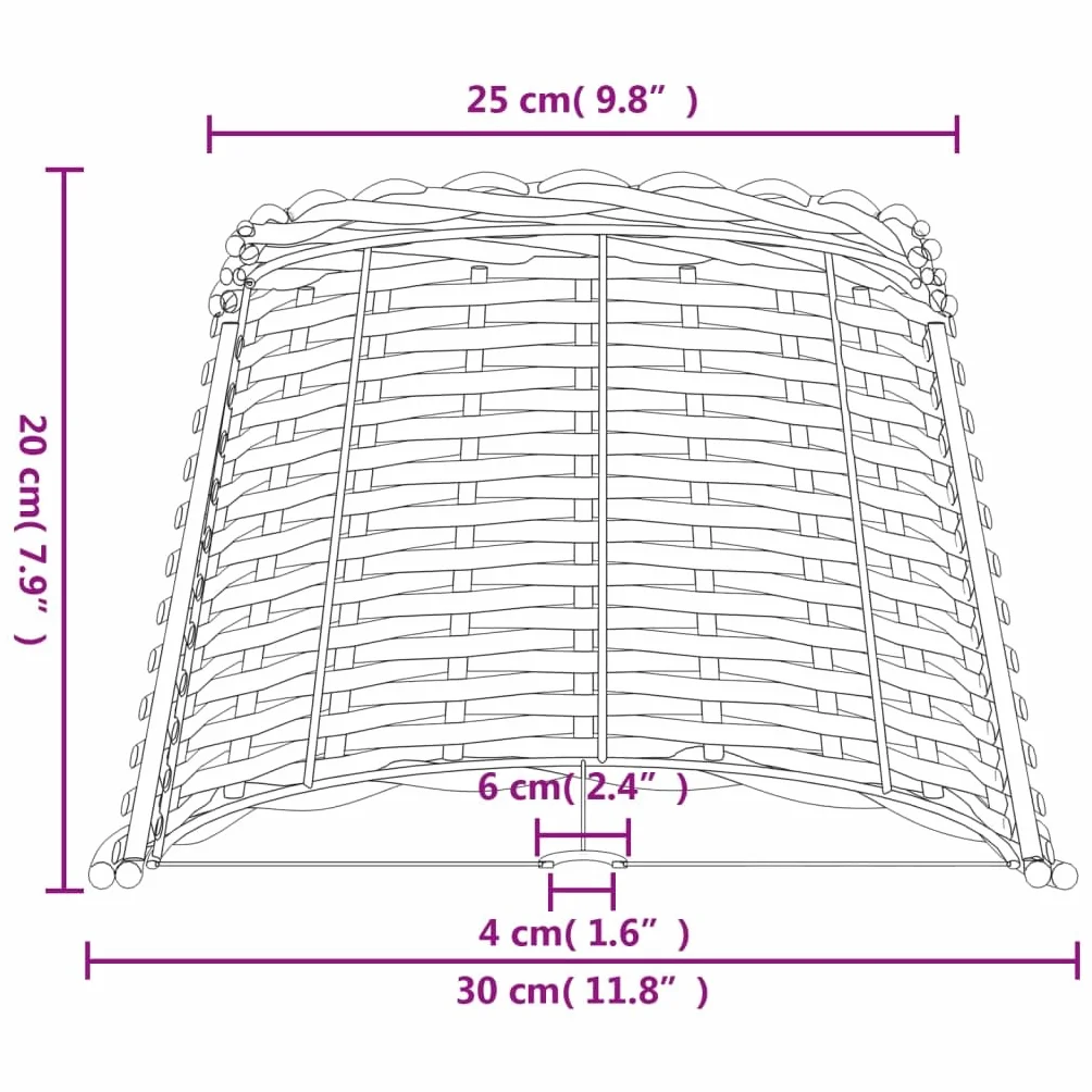 vidaXL Pantalla para lámpara Mimbre marrón Ø30x20 cm