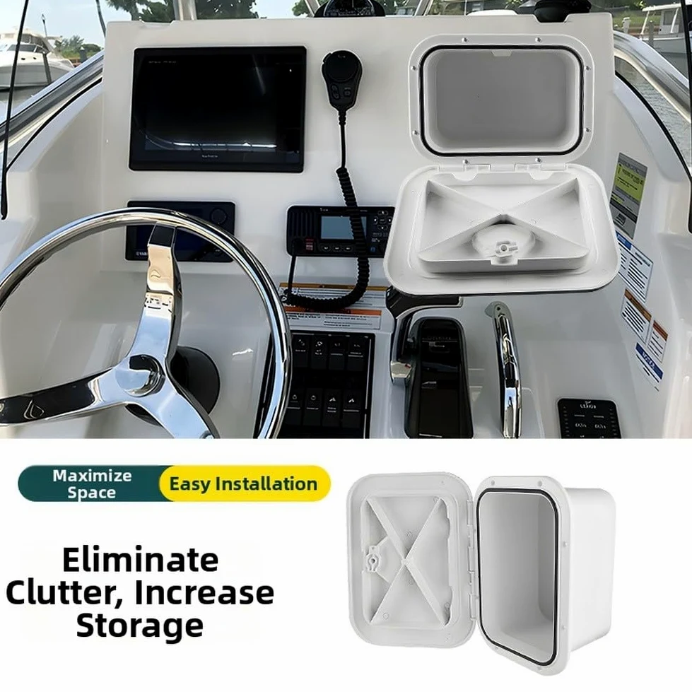 Caja de almacenamiento marina con tapa de rotación de 270 grados, escotilla de cubierta ABS para yate y barco, organizador de cebo y aparejos personalizable, blanco o negro