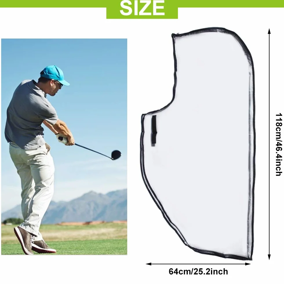 Fundas para Carritos de Golf Impermeable PVC con Cremallera Translúcido Capucha Portátil