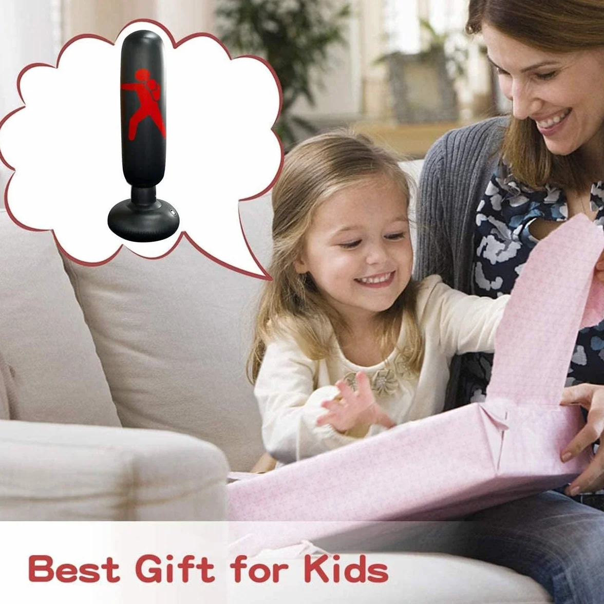 Saco de Boxeo Niños 160 cm Hinchable Punching Bag para Karate Kickboxing