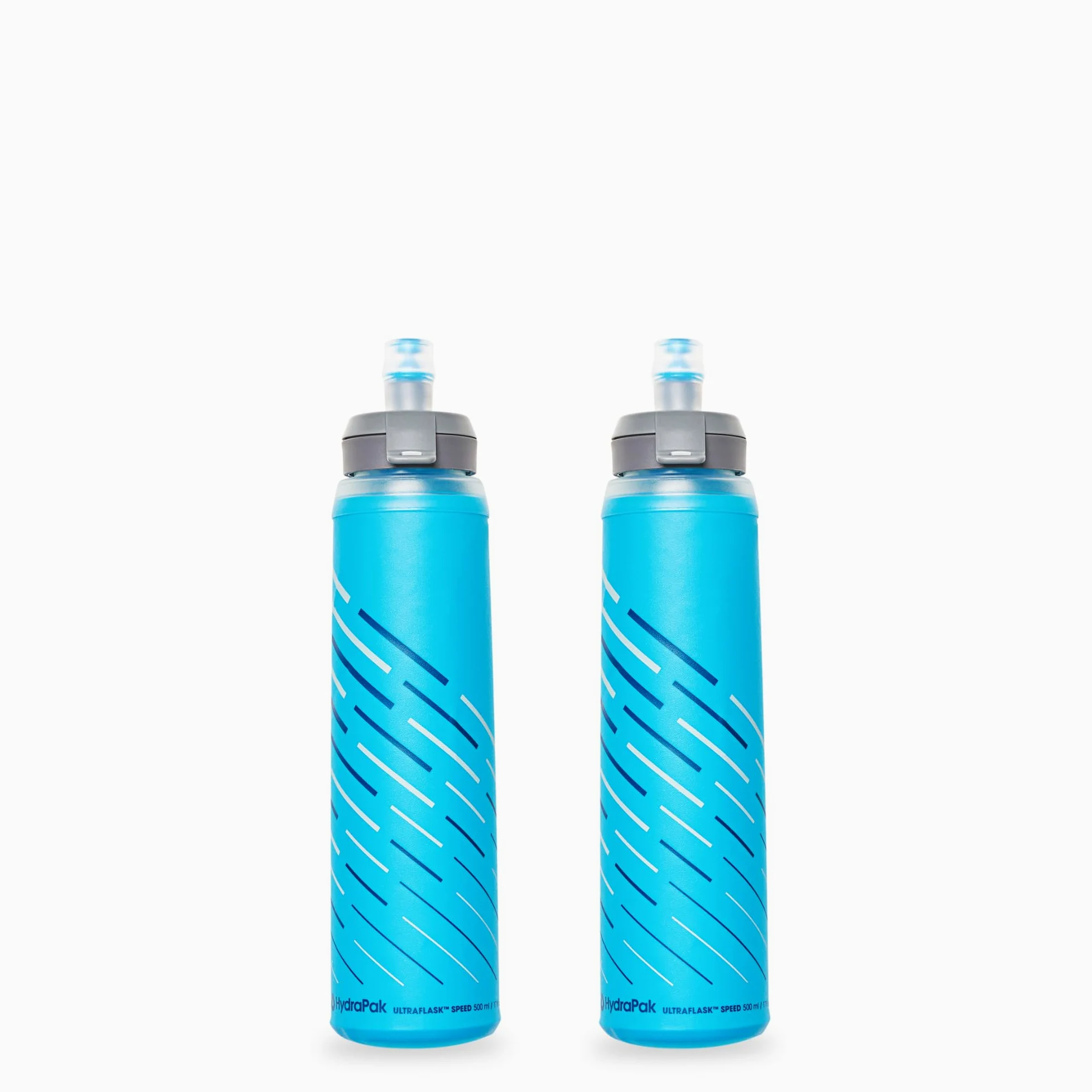 HydraPak UltraFlask Speed - Paquete de 2 botellas de agua plegables de 500 ml para chalecos de hidratación y paquetes de correr con tapa fácil de abrir (500 ml)
