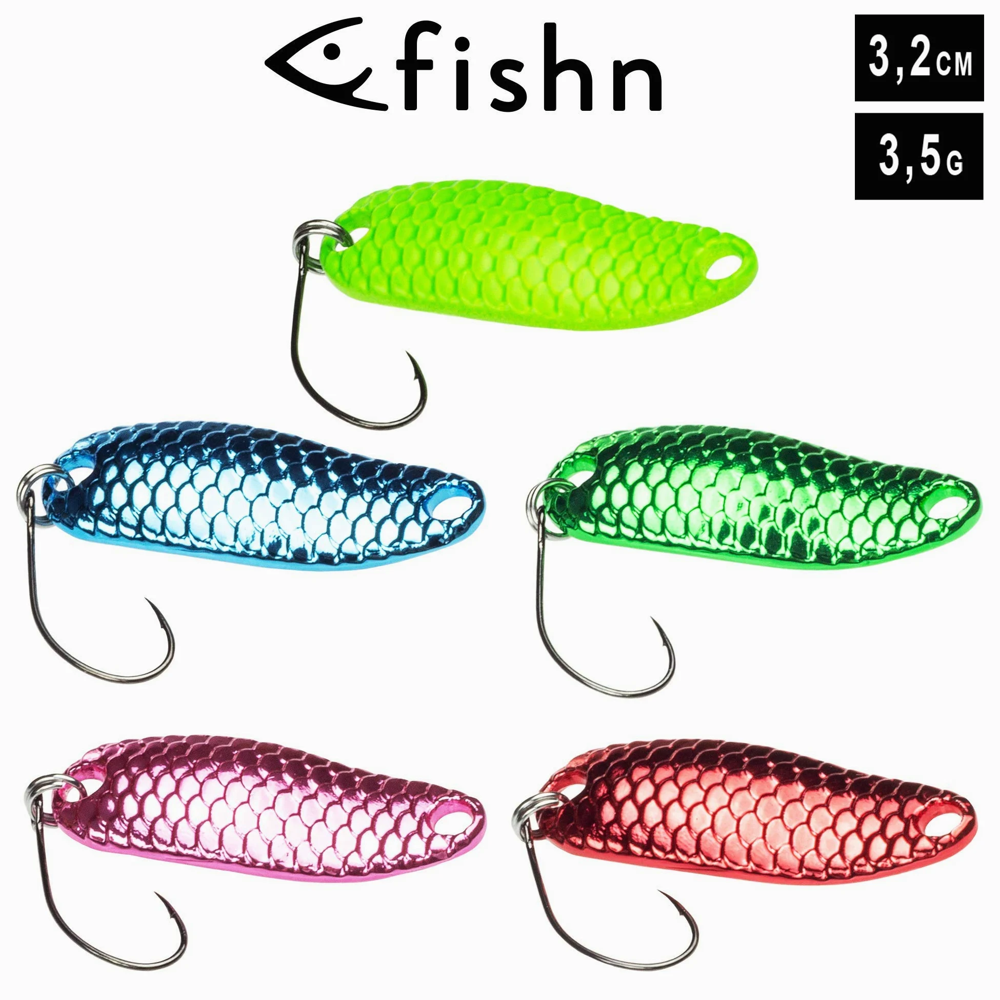 FISHINGGHOST 14 x Trout Spoons & 1 x Blinkerbox - Set, Compuesto de 14 Kunstköder y una Caja de Cebo, Trucha Cebo, Trucha Spoon, Trucha Blinker para Pesca Spinnfischen (15 Piezas)
