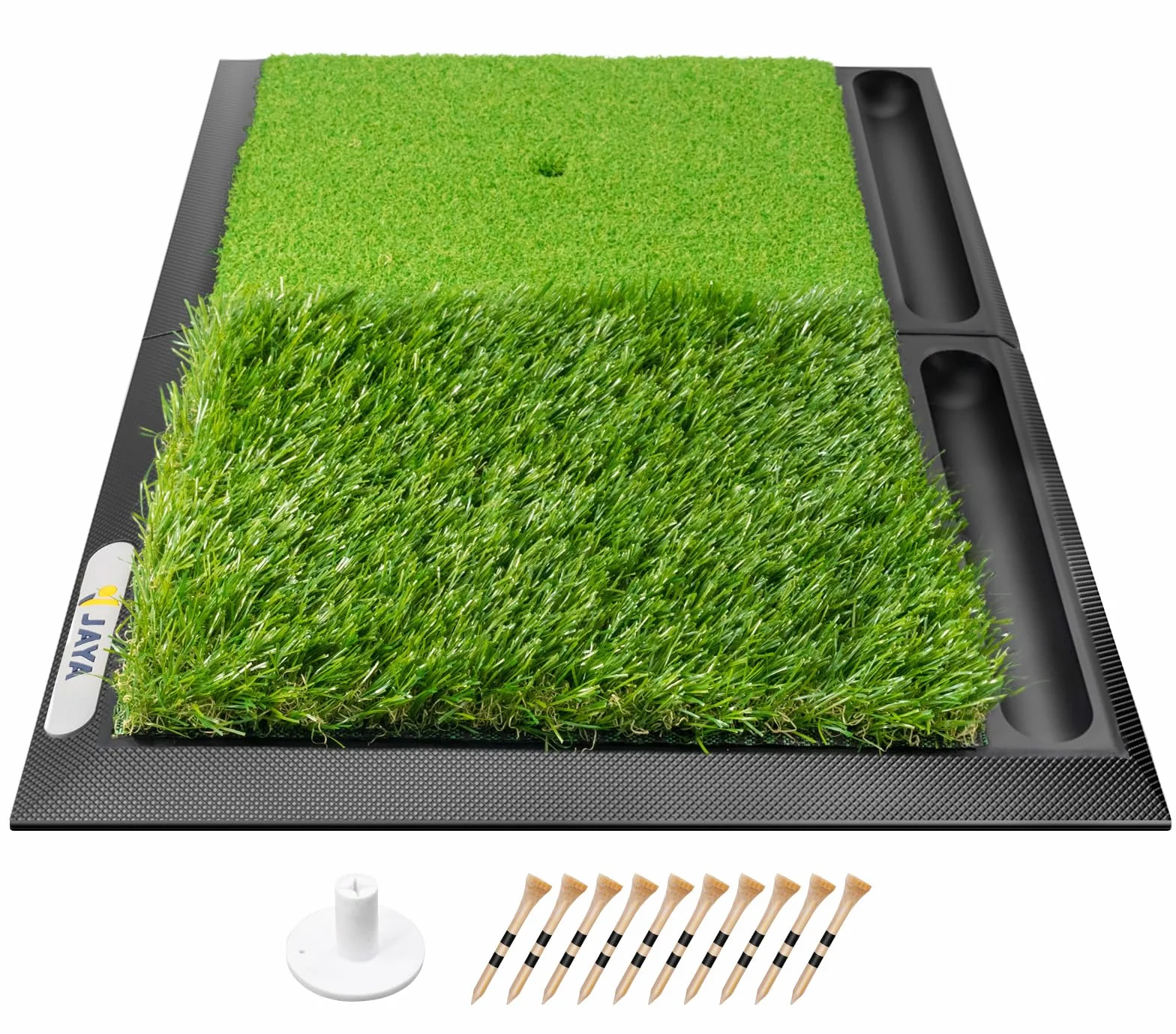 JAYA Tapete de Golf con Bandeja de Pelota - Base de Goma Pesada, Camisetas y Soporte Incluidos - Portátil para Práctica