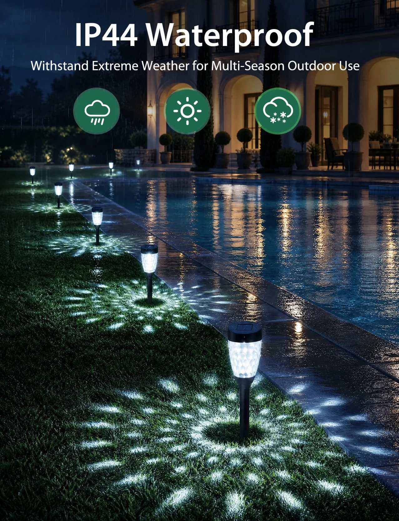 Aigostar Luces Solares Jardín 12 Pcs 6500K Fría Blanca IP44 Impermeable