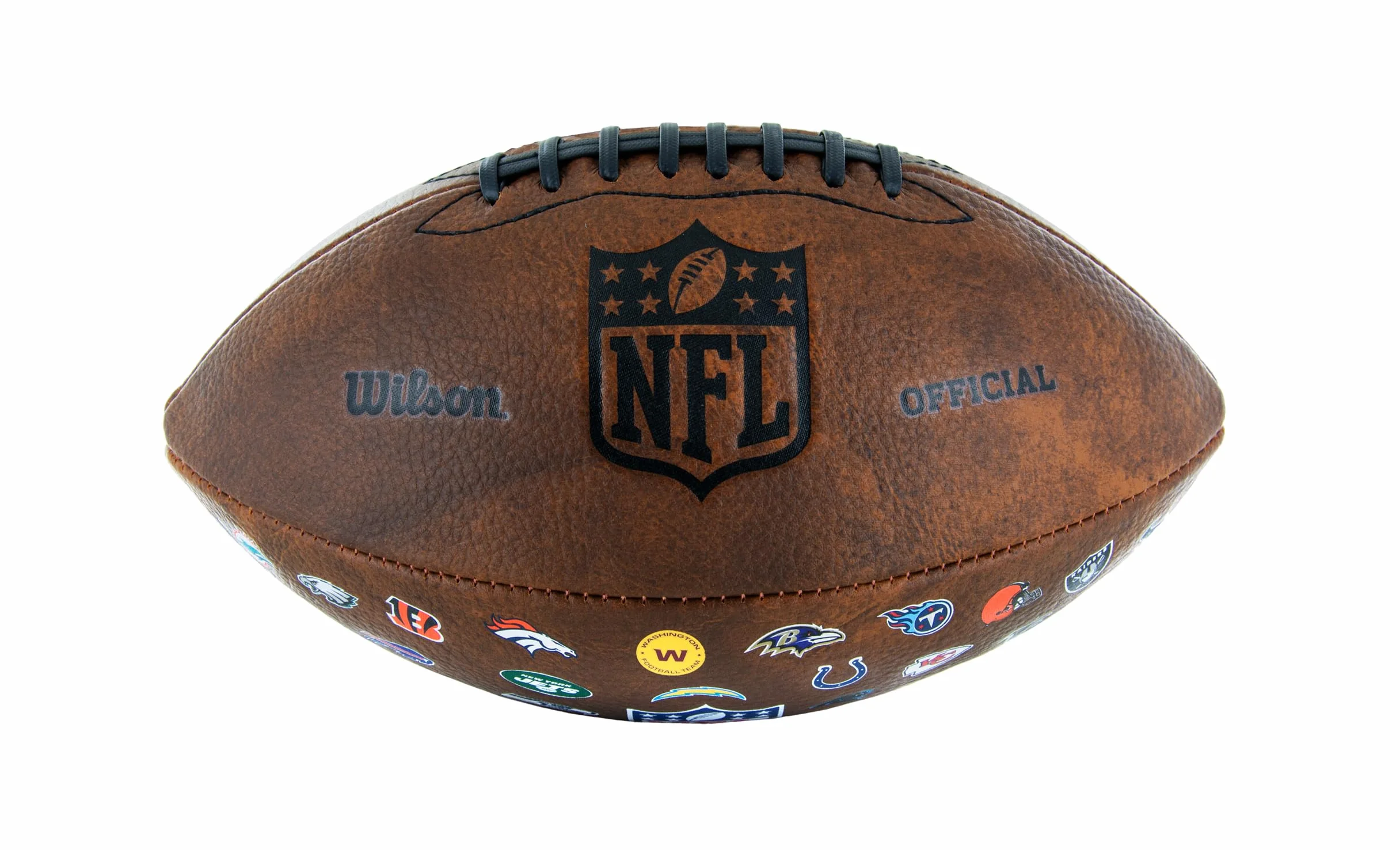 Wilson Fútbol Americano NFL Junior - 32 Logotipos de Equipos para coleccionistas y niños - Piel sintética