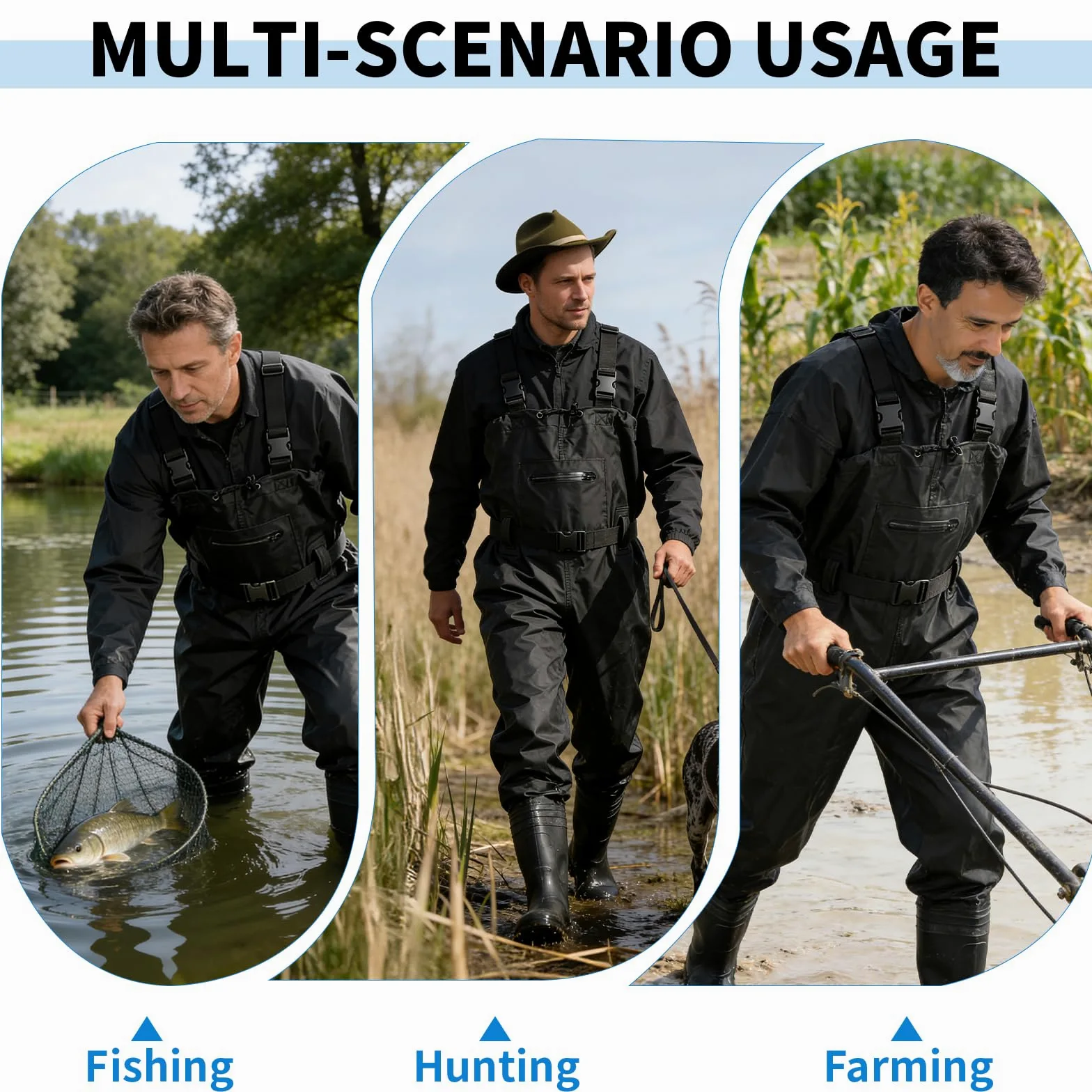 SWAWIS Vadeadores de Pesca para Hombres Impermeables Transpirables Mujeres Caza Vadeadores Transpirables e Impermeables, Ideales para Obras de Construcción, Pesca y Granjas 42-46W