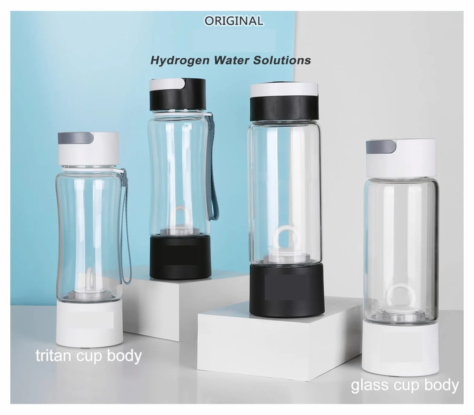Cartucho Filtro Agua, Copa de botella generadora de agua rica en hidrógeno - SPE PEM Dual Chamber Maker - Dispositivo de inhalación H2(Tritan Cupbody)