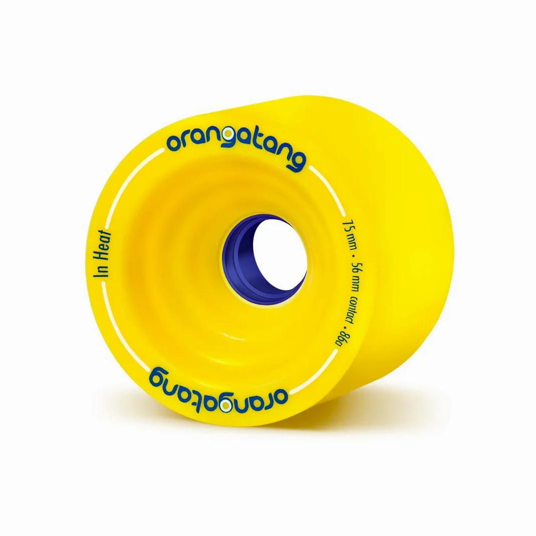 Orangatang In Heat 75 mm 86a Downhill Longboard Skateboard Cruising Wheels (Yellow, Set of 4)