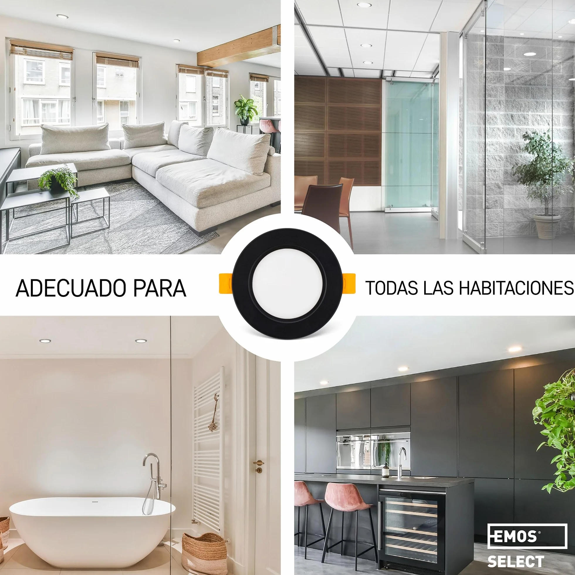 EMOS Foco LED empotrable 230V 5W 500lm 3000K IP54 Blanco Cálido Juego 3 Downlight Baño 95mm