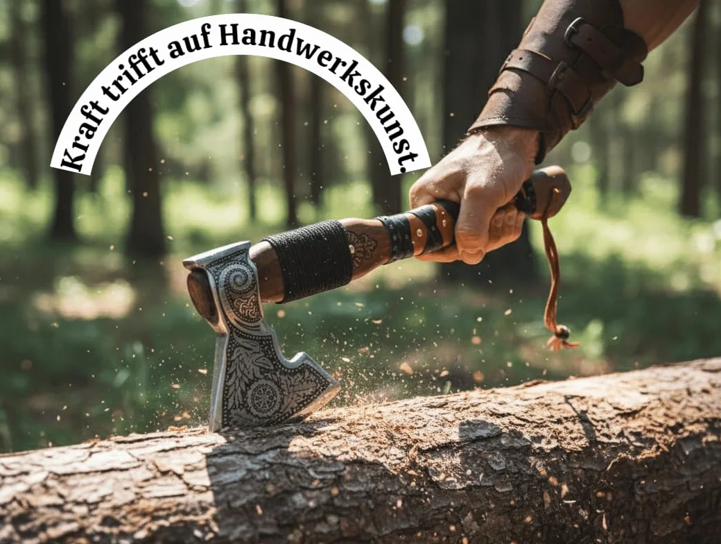 Novahaven Falkir Hacha de lujo forjada a mano acero inoxidable mango palo de rosa funda cuero camping vikingo bushcraft