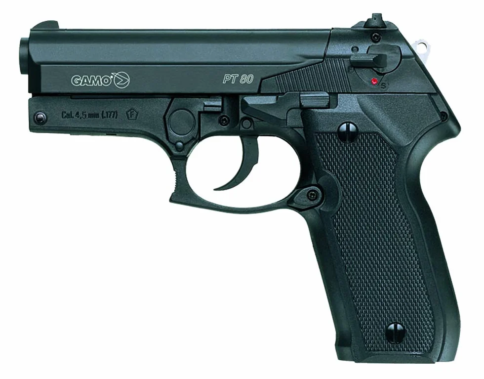 Tiendas LGP - Gamo, Pistola perdigón Gamo PT-80. Calibre 4,5 mm. 3,5 Julios + Maletín de Transporte + 250 balines + 2 Cargadores + Bombona CO2