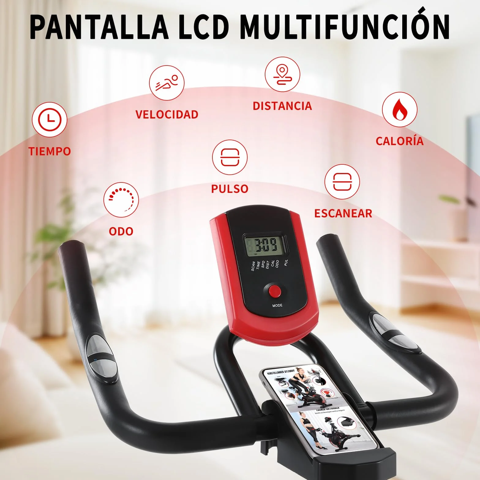 ISE Bicicleta Estática Profesional con Sensor de Pulso,Ajustable Resistencia, Pantalla, Bici Estática, Fitness En Casa con Volante de Inercia,Bicicleta Estática Indoor con Sillín Ajustable, Máx.120kg