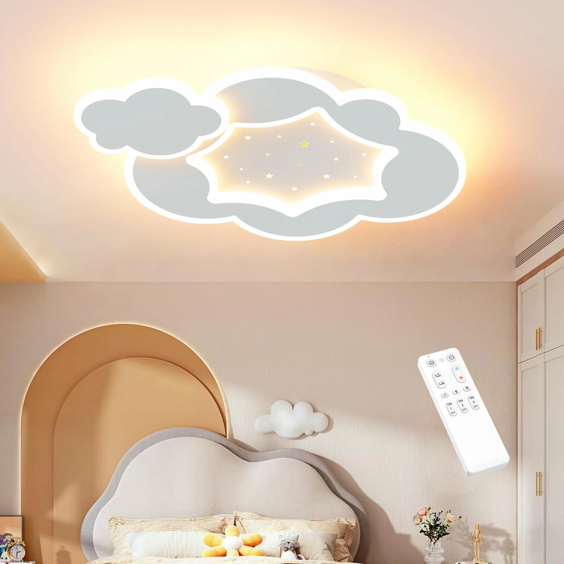 ZEKEI Lámpara Techo Infantil 45 cm Regulable 3000K-6000K Mando a Distancia
