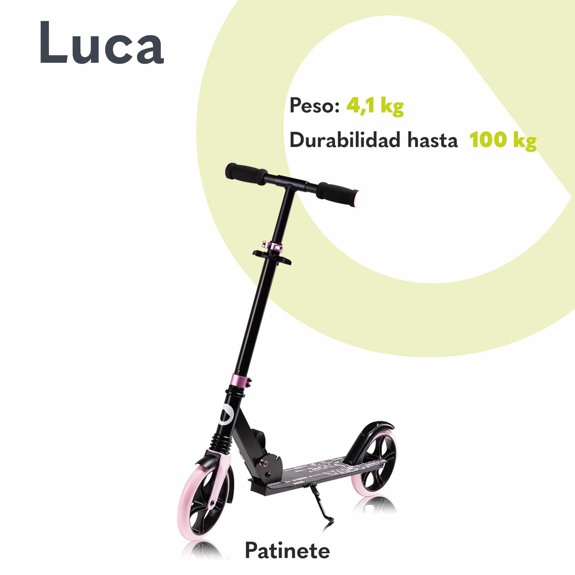 Lionelo Luca Patinete Urbano XXL hasta 100 kg, Scooter niños Ruedas 200 mm ShockResist Amortiguador