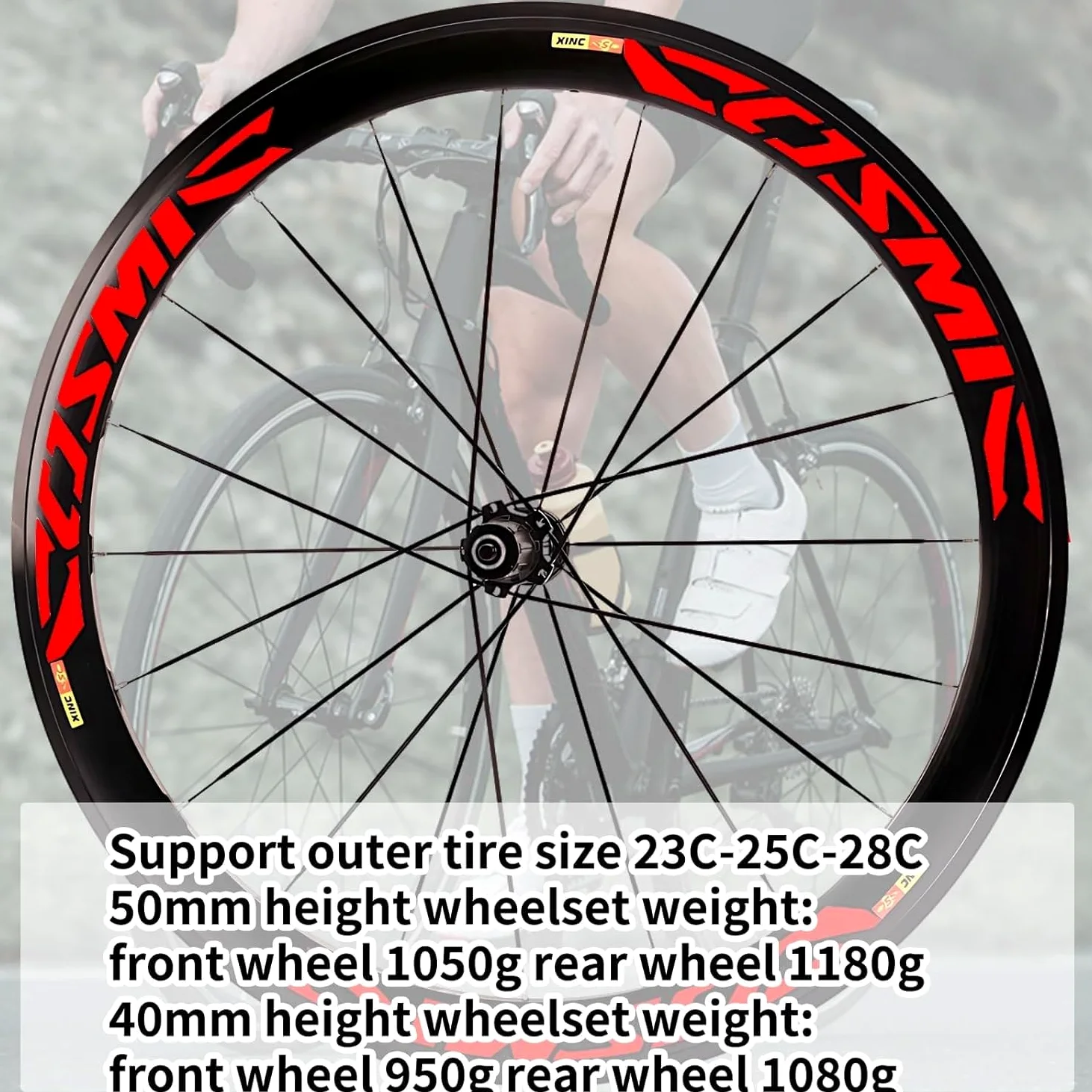 Juego de ruedas para bicicleta de carretera, con freno V/C y de disco, ruedas de aleación de aluminio de 40/50 mm y 700C, cierre rápido de 20 radios para cassette de 8, 9, 10 y 11 velocidades.