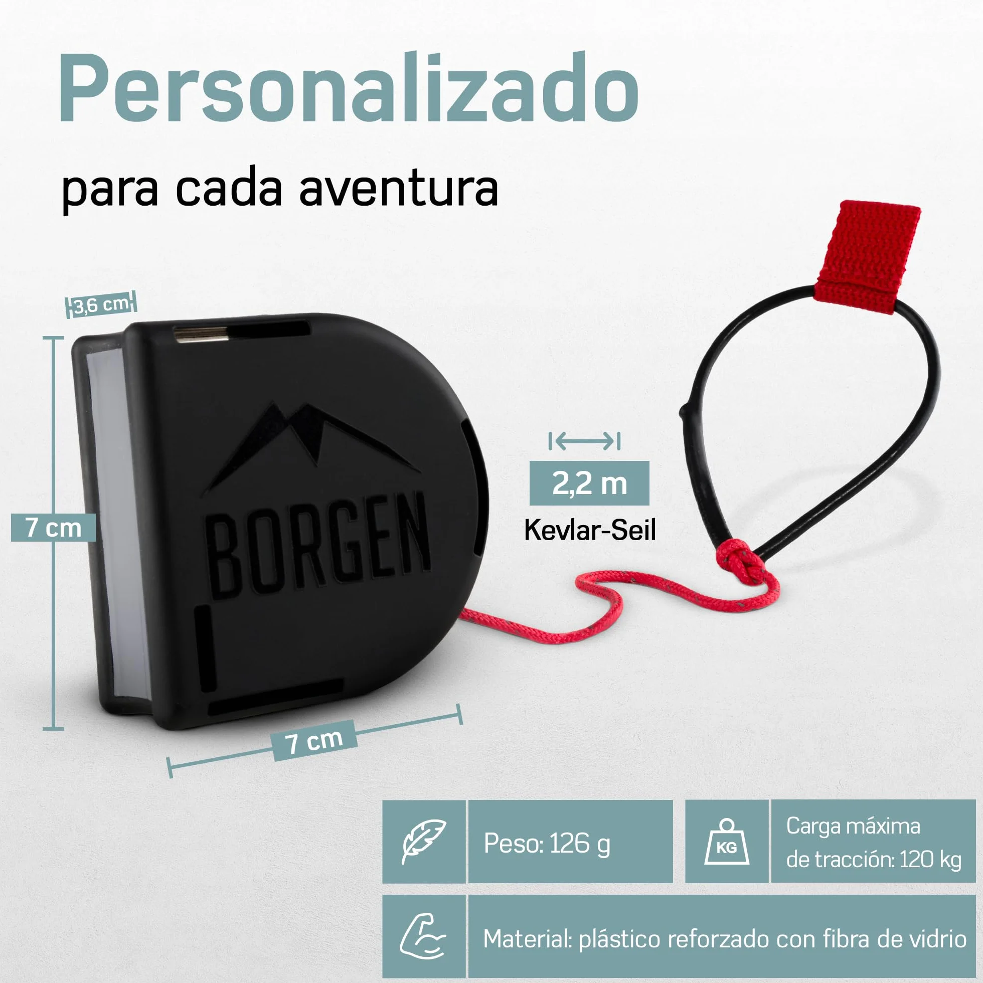 Borgen Cuerda de Remolque para Bicicletas para Niños y Adultos, Acoplamiento y Desacoplamiento Seguros y Fáciles, Adecuado para Woom, Carga hasta 120 kg, Universalmente Adecuado.
