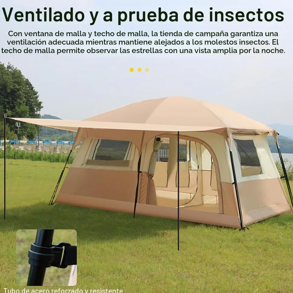 HUIOP Tienda de campaña de Viaje con 2 Habitaciones Tienda de campaña Familiar Grande Transpirable y Resistente a la Lluvia para 6-8 Personas Acampar al Aire Libre Senderismo Mochilero Playa,Outdoor T