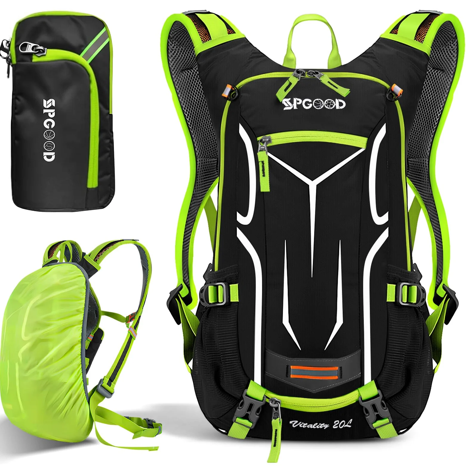 SPGOOD Mochila para bicicleta de 20L/25L/30L (9 colores), impermeable, ultraligera, para hombre y mujer, multifuncional, con protector de lluvia y cubierta para casco, mochila MTB, mochila de montaña
