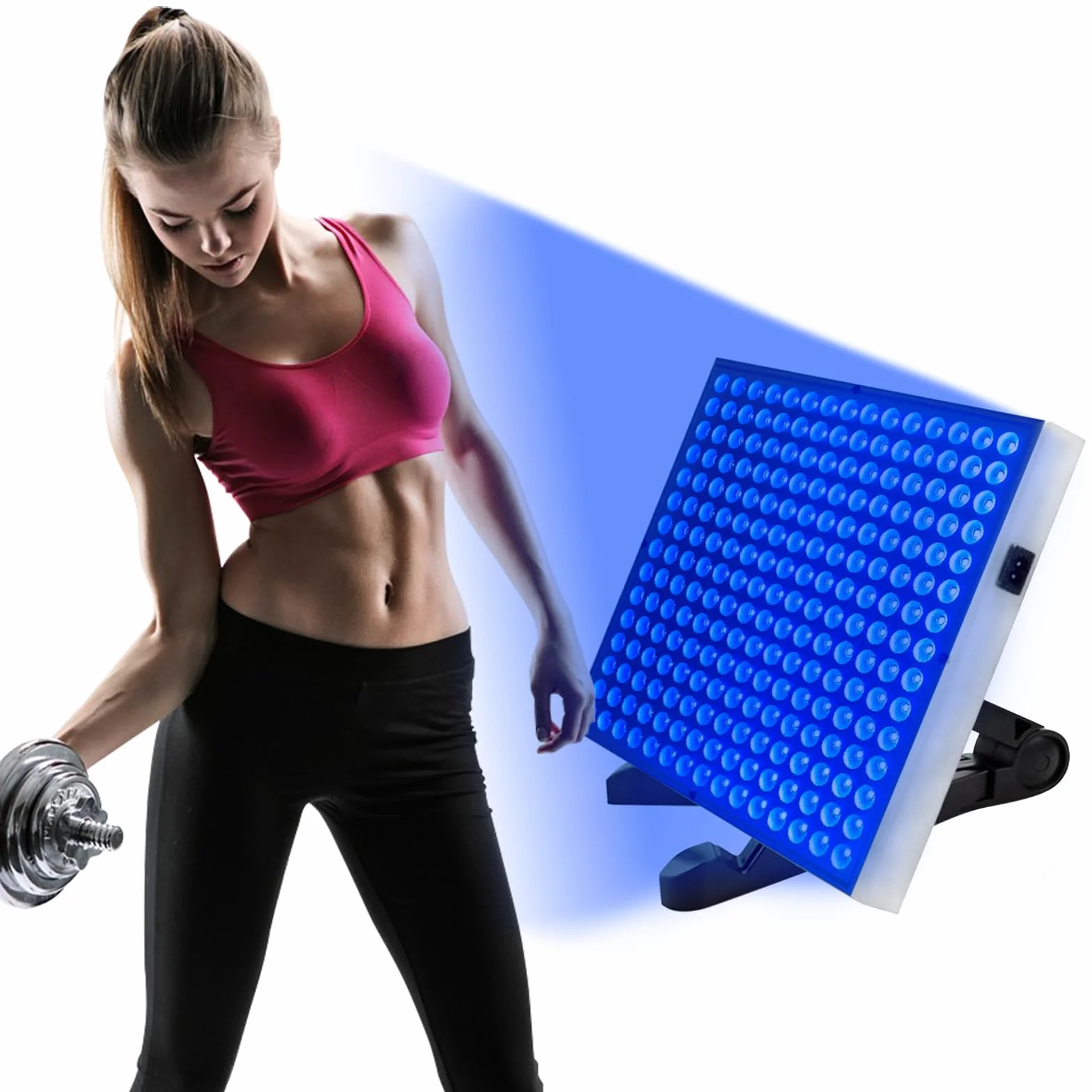 Lámpara bronceadora portátil con soporte ajustable y ganchos para colgar