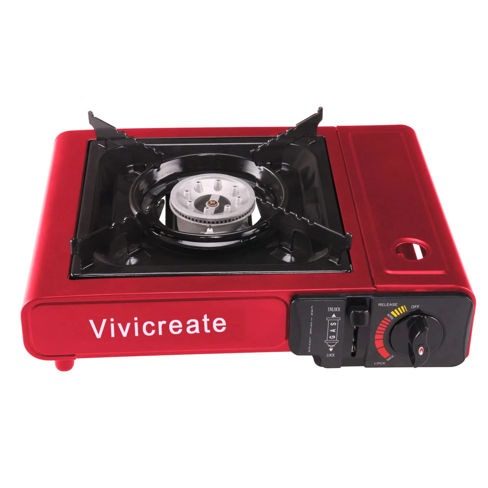 Vivicreate Estufa portátil, estufa de camping, estufa de butano, estufa al aire libre (rojo)