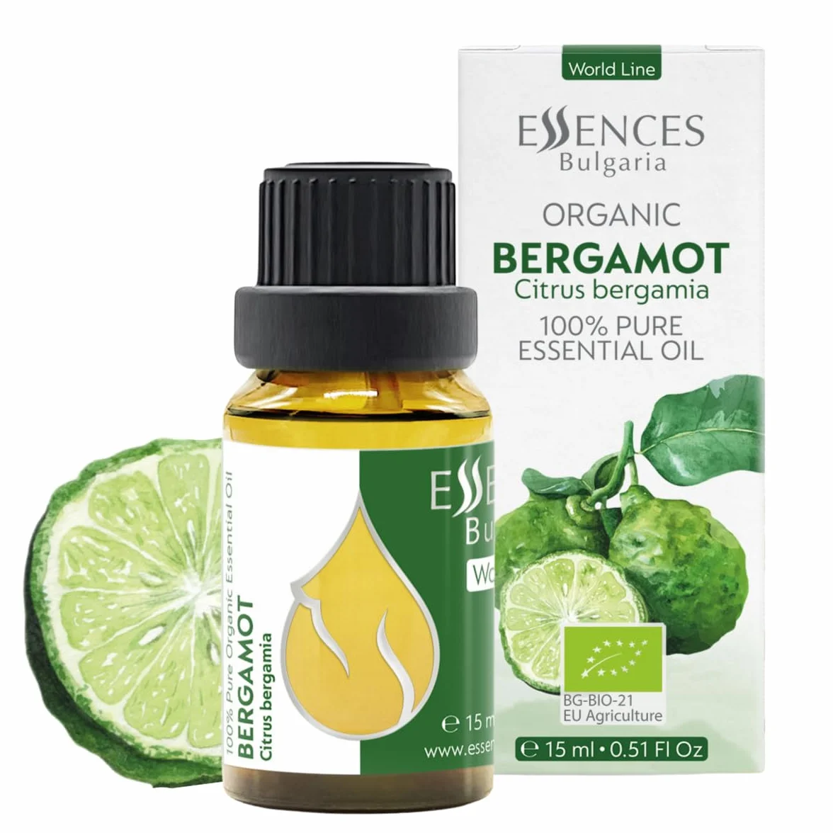 Essences Bulgaria Aceite Esencial de Bergamota Orgánico 15ml 100% Puro Grado Terapéutico Aromaterapia
