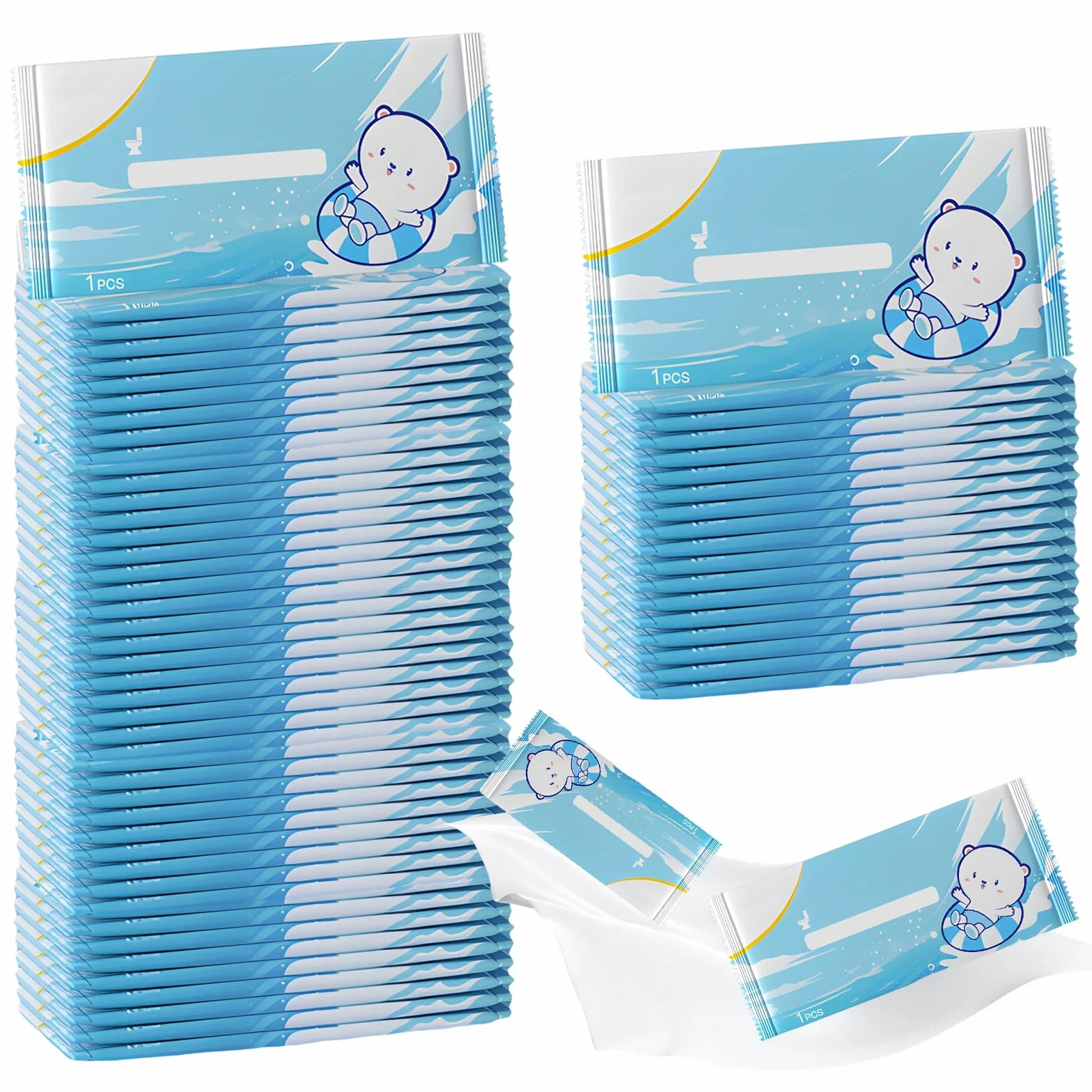Papel Higiénico Húmedo 150 Piezas Tamaño De Viaje, Paños Húmedos Individuales, Fórmula De Agua Pura, No Irritante