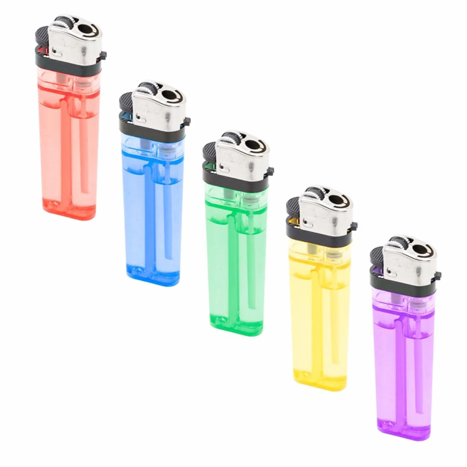 HIBRON Pack de 50 Mecheros Desechables de Colores Translúcidos Encendedor Clásico con Piedra y Llama Regulable