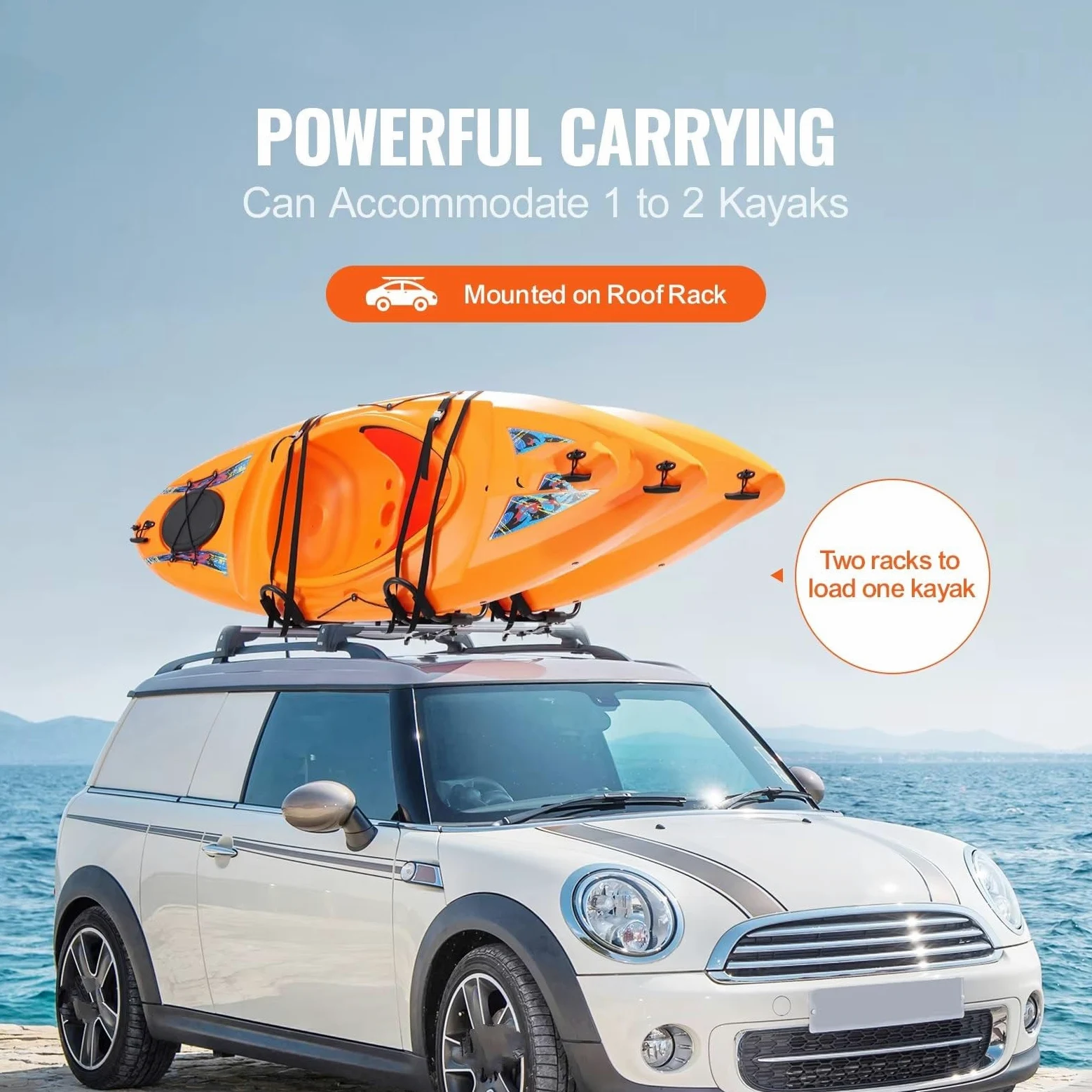 Delantero Y Trasero Baca Portaequipajes Kayak 2 Pares Blando Barra J Montaje Superior Plegable Rápido Soporte Amarre Tabla Surf Canoa Esquí Barras Coche(Unfoldable 2pcs)