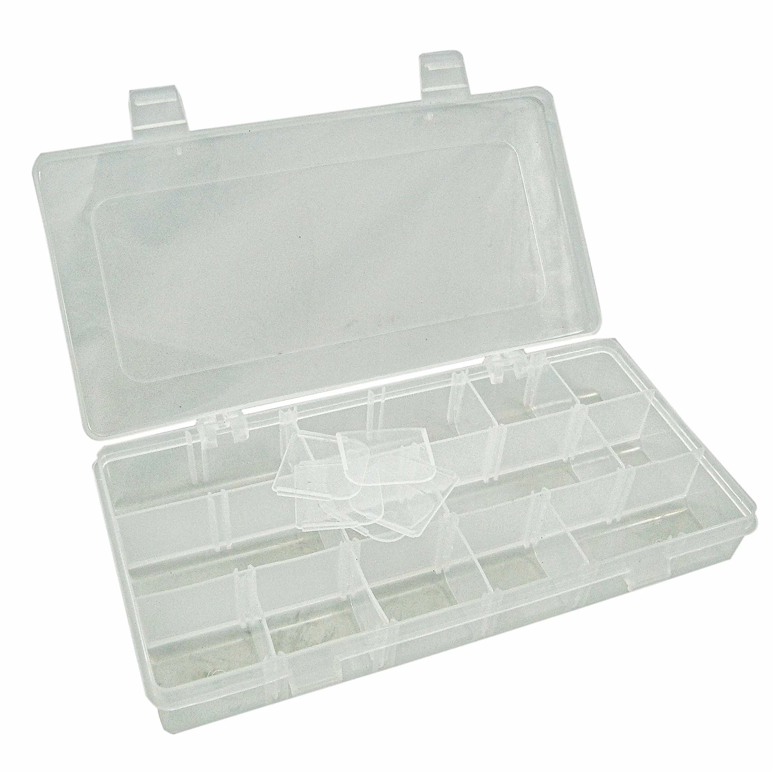 Lunar Box IG20333 Estuche 4 Compartimentos Ajustables Cajas de Almacenamiento, Caja de Aparejos de Pesca, Unisex Adulto, Gris y Verde, Talla única