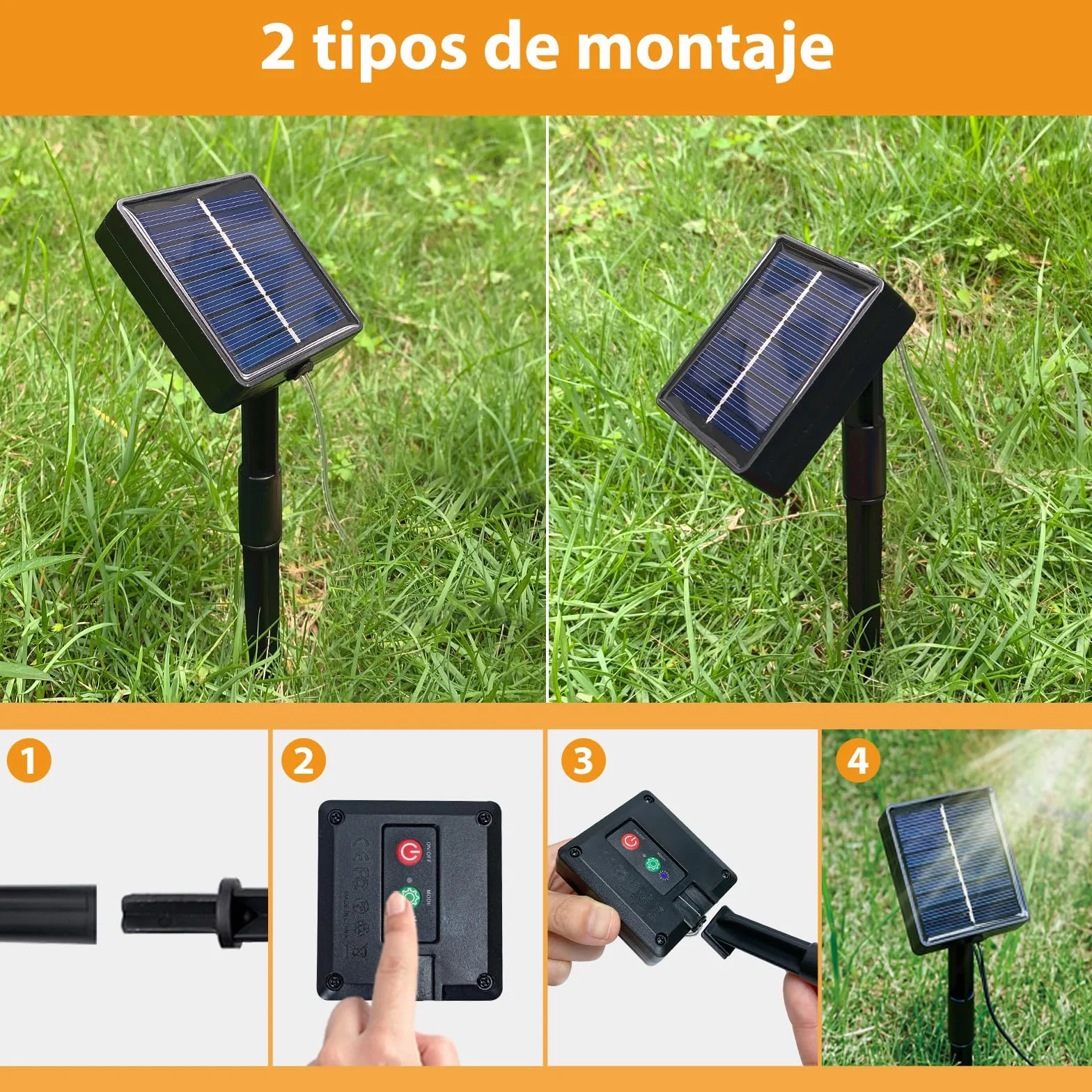 Peasur Guirnaldas Luces Exterior Solar 3 Pack 12+2M 120LED Luces Solares LED Jardin Luz Navidad Cadena Decoracion Arbol, Cálido
