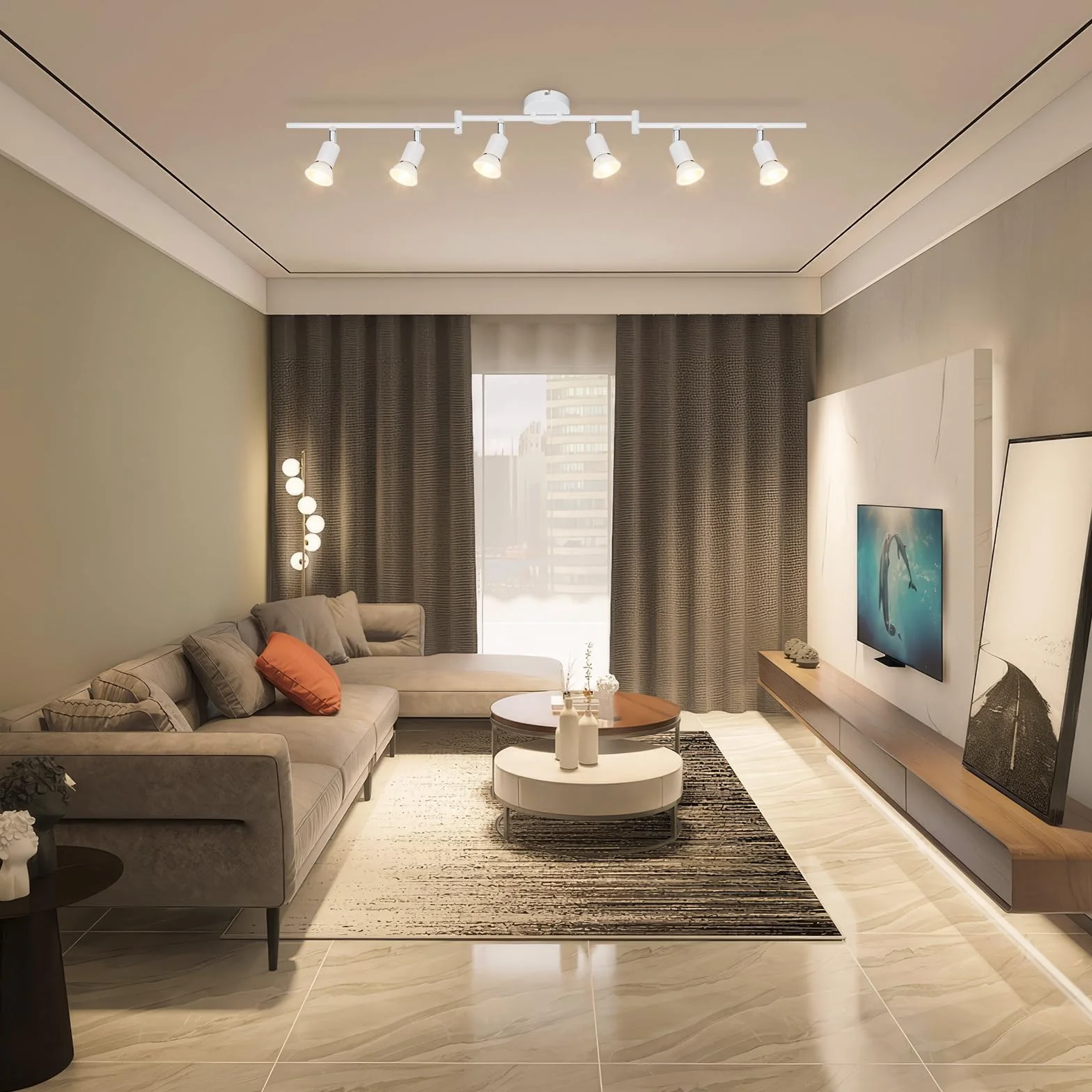 Lámparas de Techo LED 6 Focos Orientables GU10 Blanco Giratoria