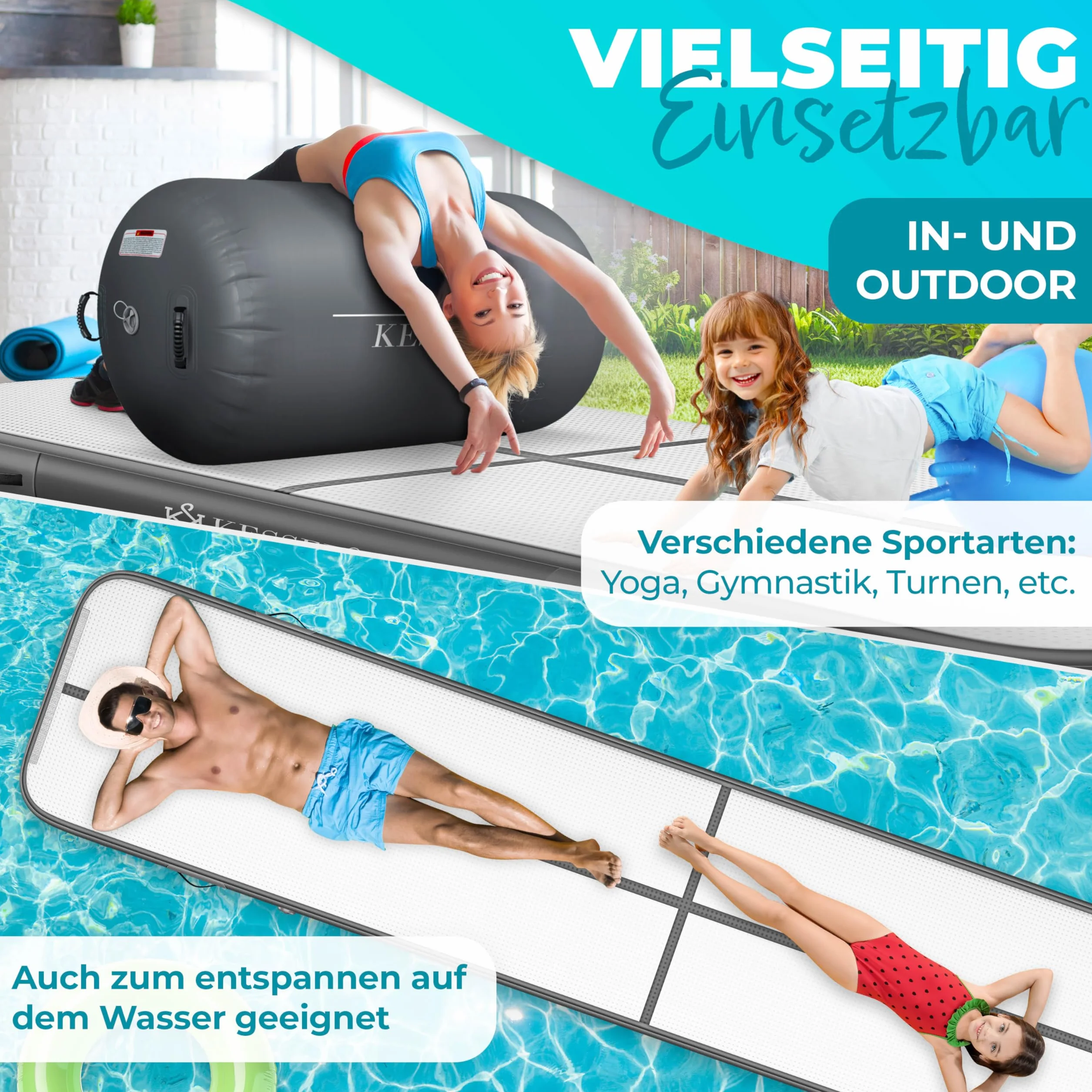 KESSER Colchoneta de Gimnasia Inflable Airtrack 3/4/5/6 m Esterilla de Yoga