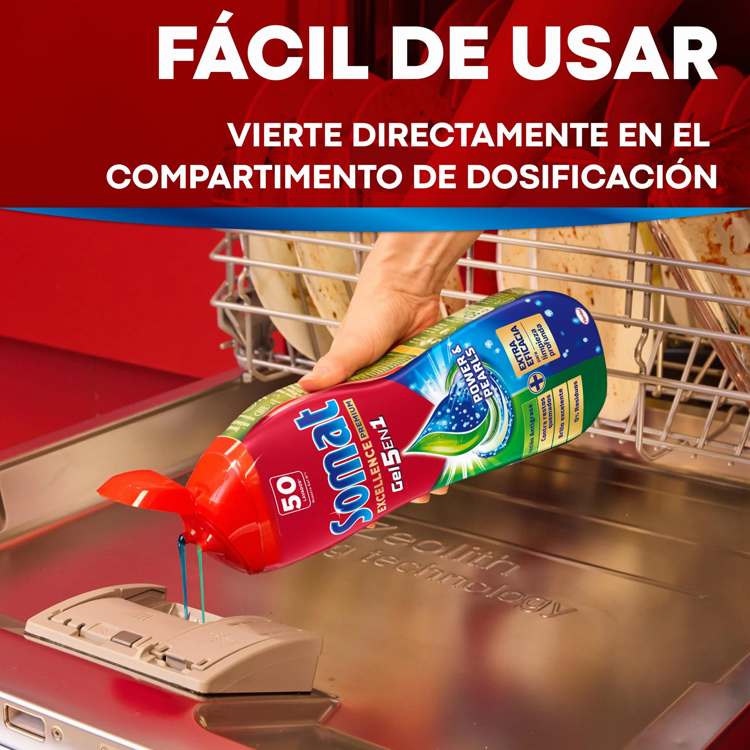 Somat Excellence Gel Anti-Grasa 70 lavados, detergente lavavajillas desengrasante líquido