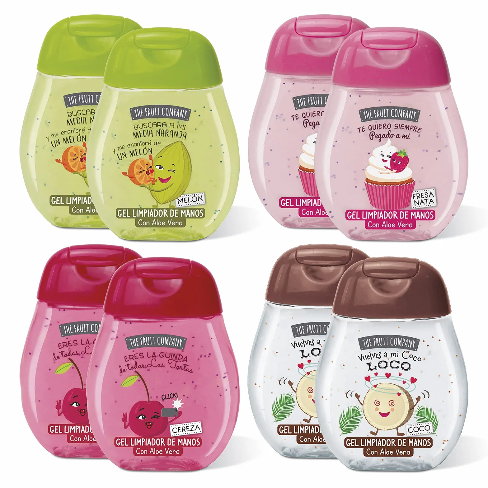 The Fruit Company Gel Limpiadores De Manos 70% Alcohol Aloe Vera Bolsillo 45 ml 8 uds