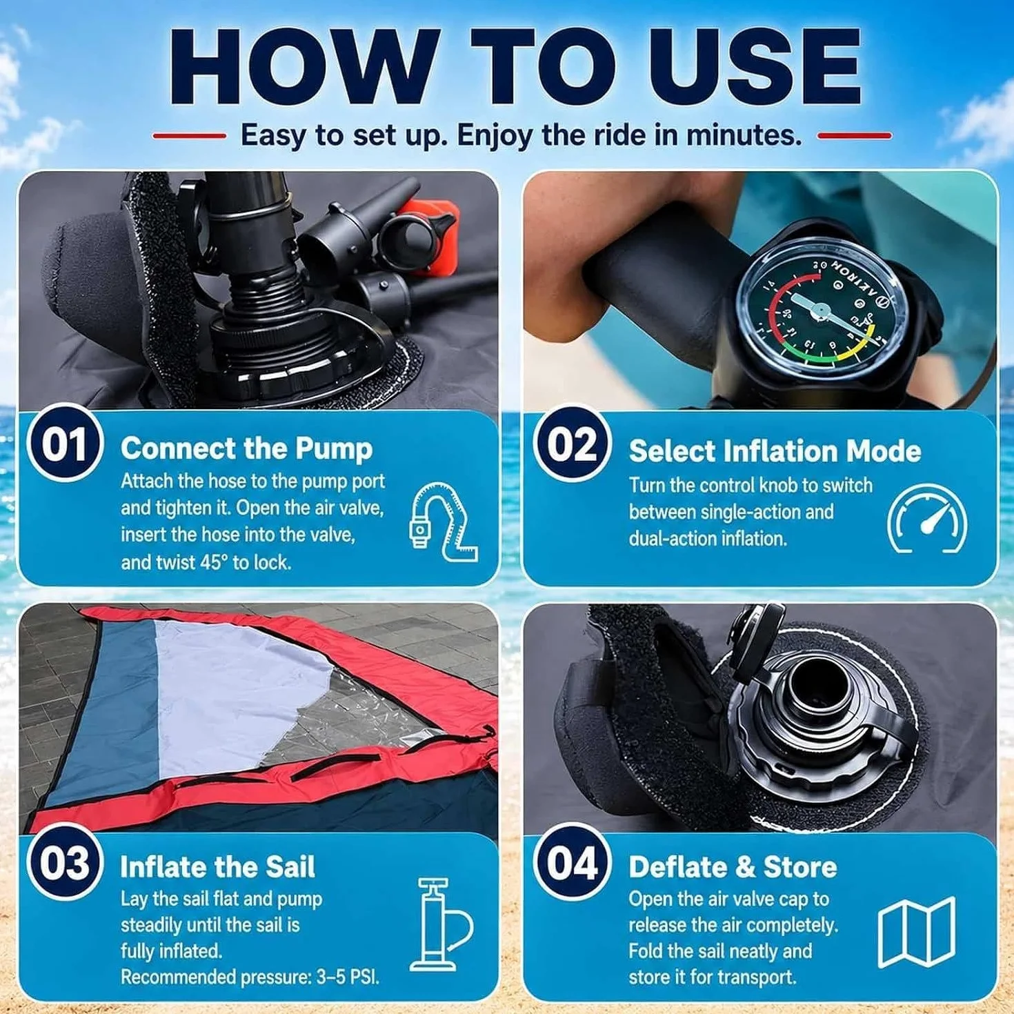 Kit de Vela Sup Hinchable con Bomba, Mochila y Base Giratoria 4.2m | Disponible En 2,2, 3,2, 4,2 O 5,2 M²; Siete Asas Facilitan El Agarre, El Levantamiento, Los Giros Y El Aprendizaje
