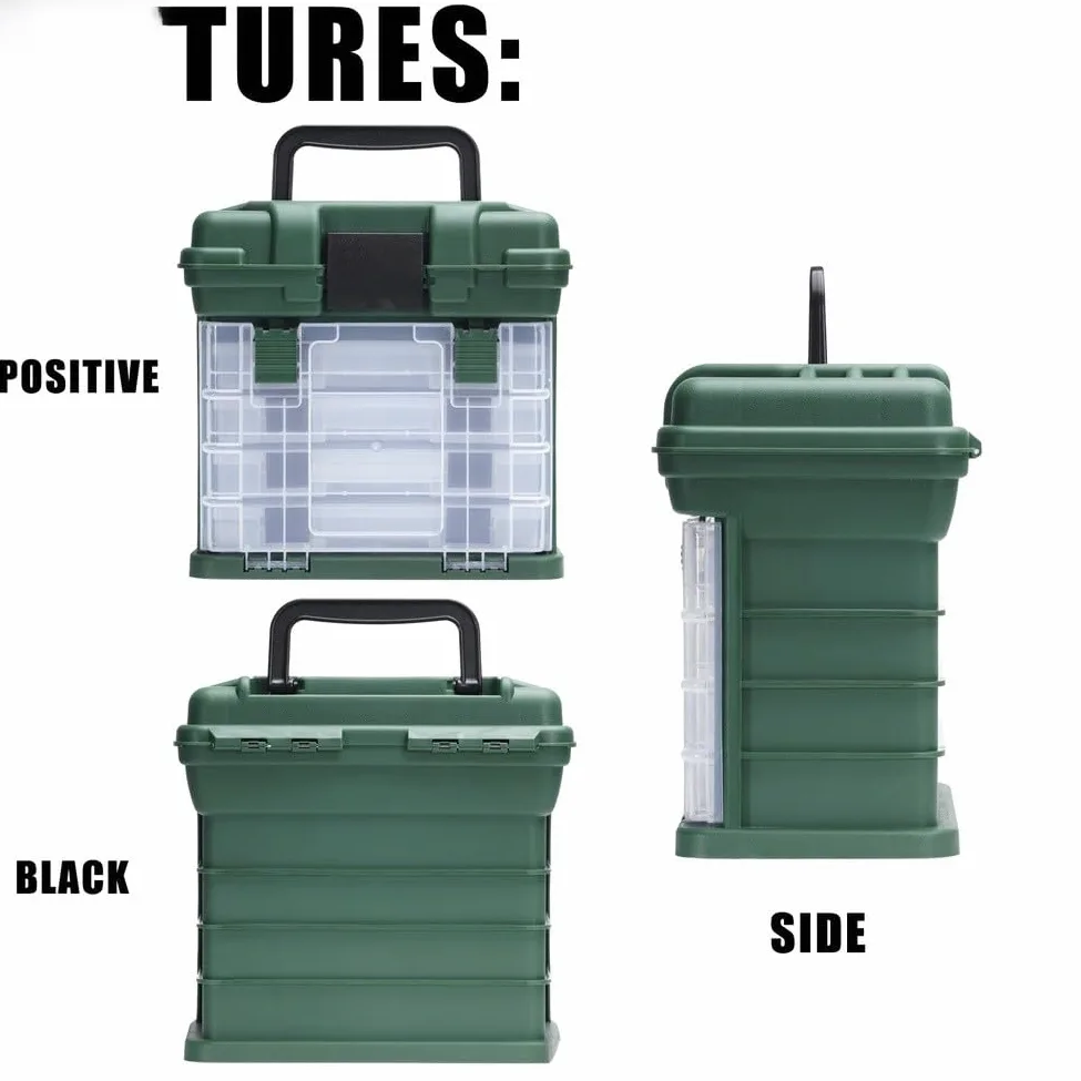 Caja de aparejos de pesca con cajones multicompartimentos, organizador de almacenamiento impermeable de polipropileno para señuelos, ganchos y herramientas, funda portátil para viajes al aire